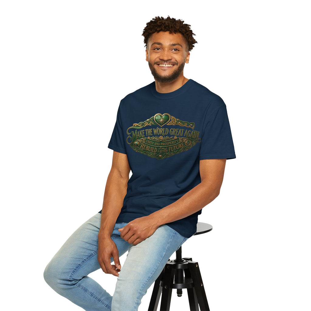 T-Shirt — 'Make the World Great Again' Vintage Green Crest Tee