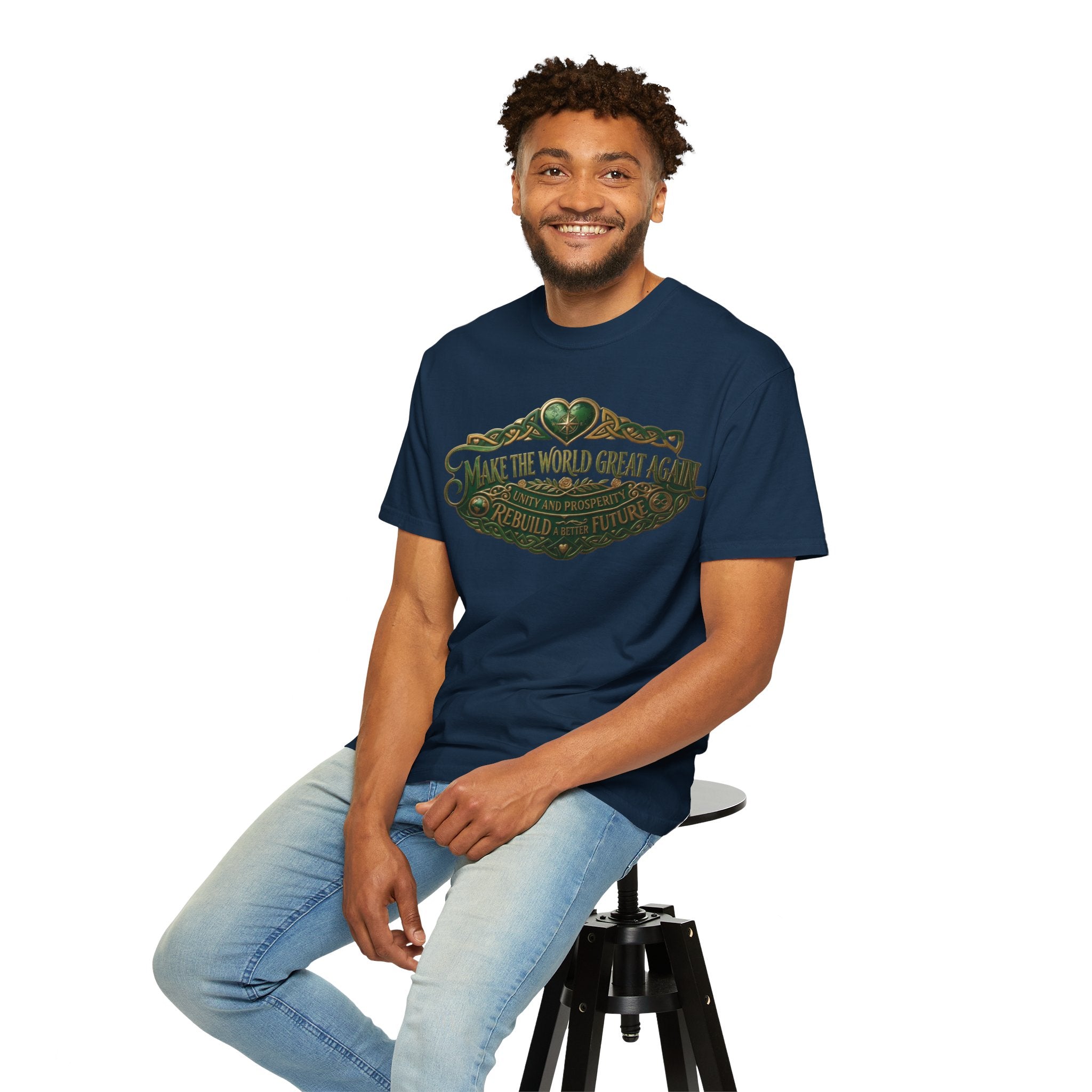 T-Shirt — 'Make the World Great Again' Vintage Green Crest Tee