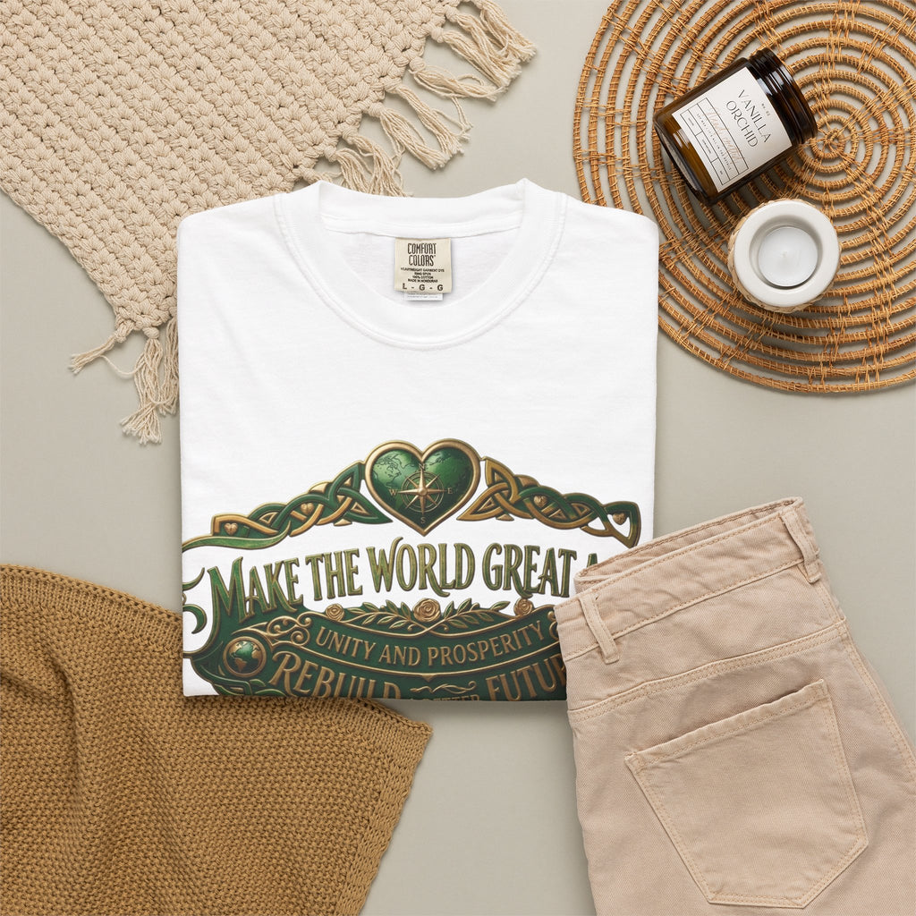 T-Shirt — 'Make the World Great Again' Vintage Green Crest Tee