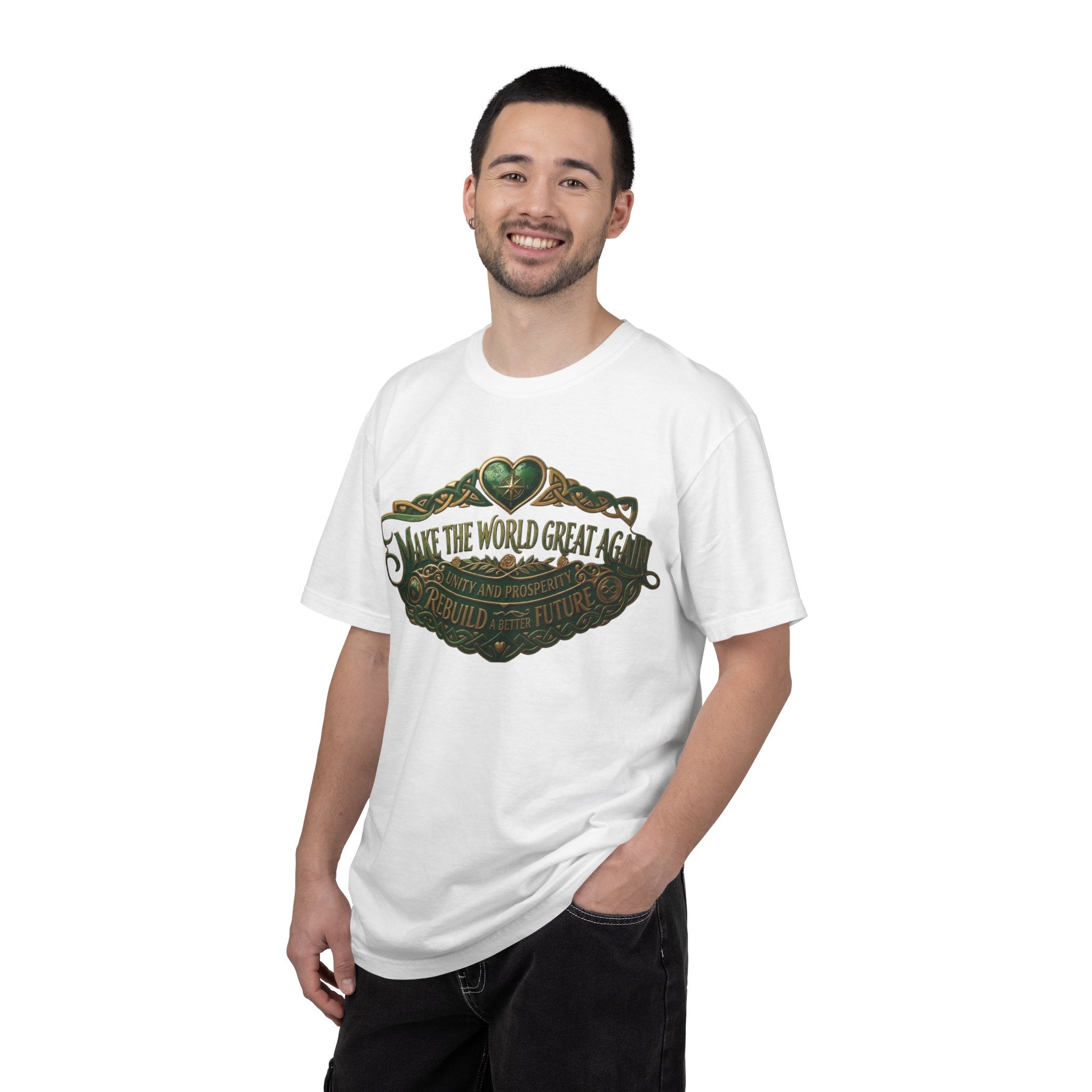 T-Shirt — 'Make the World Great Again' Vintage Green Crest Tee