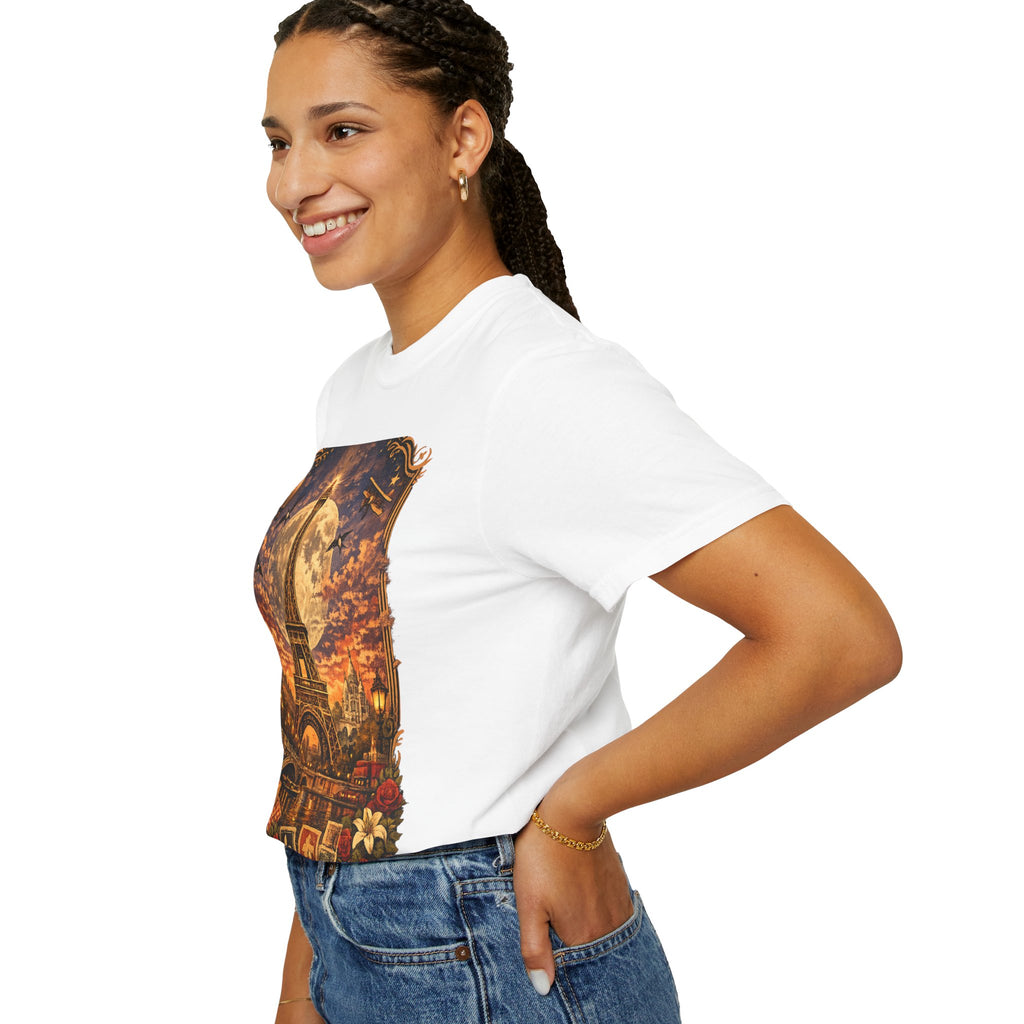 Eiffel Tower Paris Vintage Travel T-Shirt — Moonlit Scenic Souvenir Tee