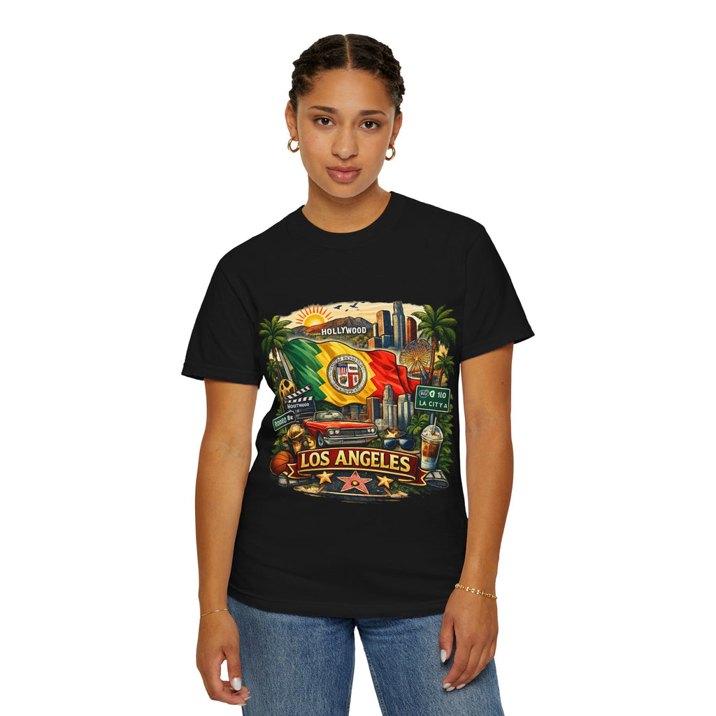 Los Angeles Vintage Graphic T-Shirt — LA Cityscape & Palm Trees Design