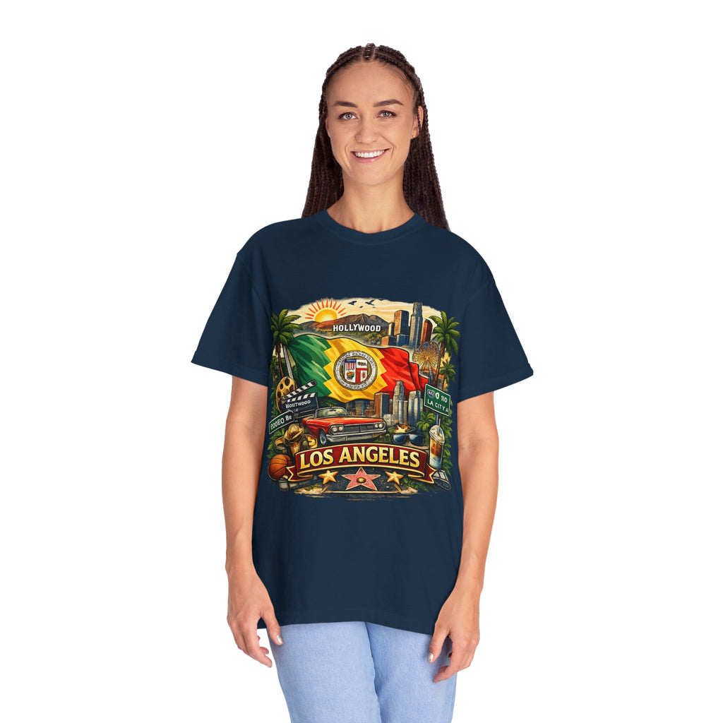 Los Angeles Vintage Graphic T-Shirt — LA Cityscape & Palm Trees Design