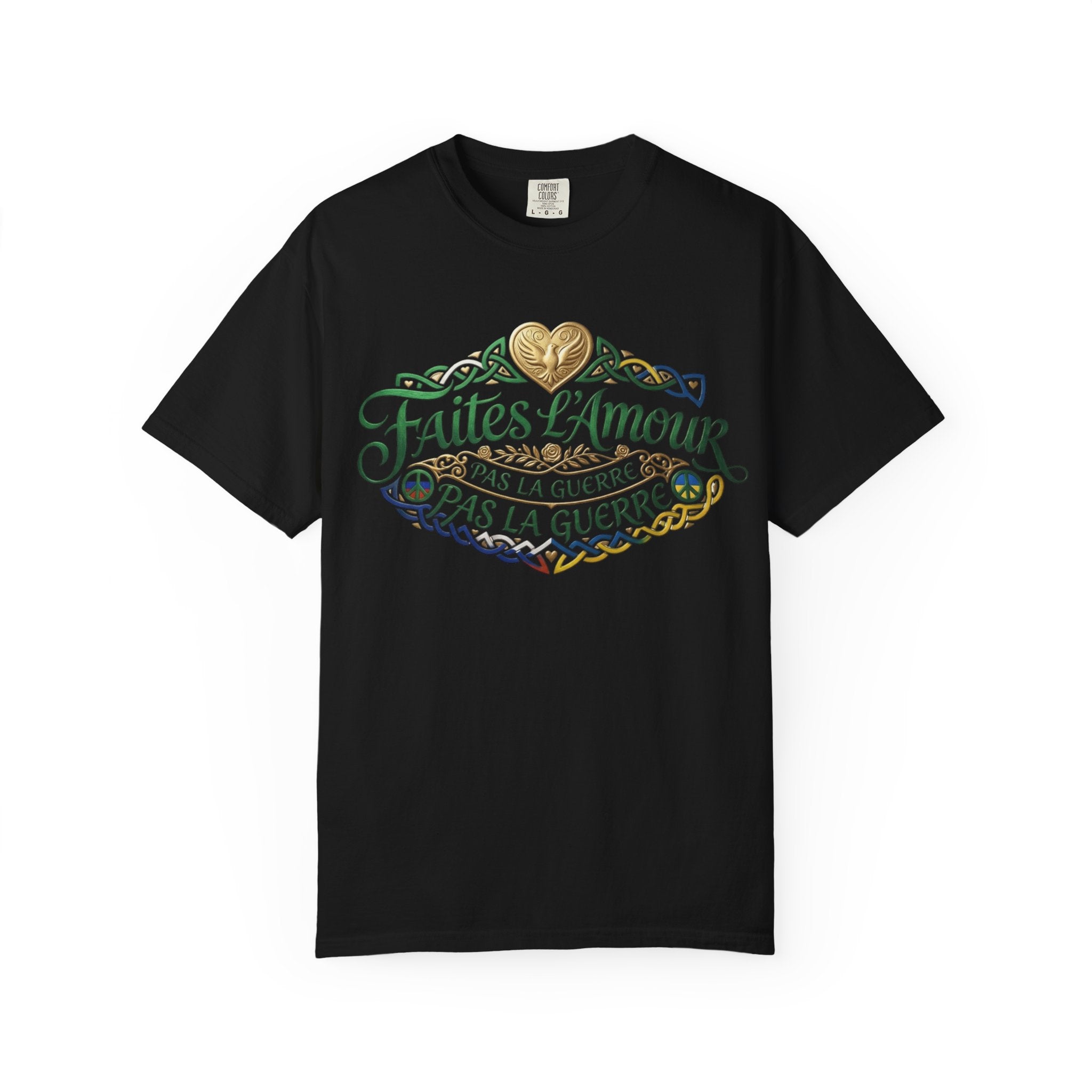 T-Shirt — Faites L'Amour Pas La Guerre Floral Script Graphic Tee