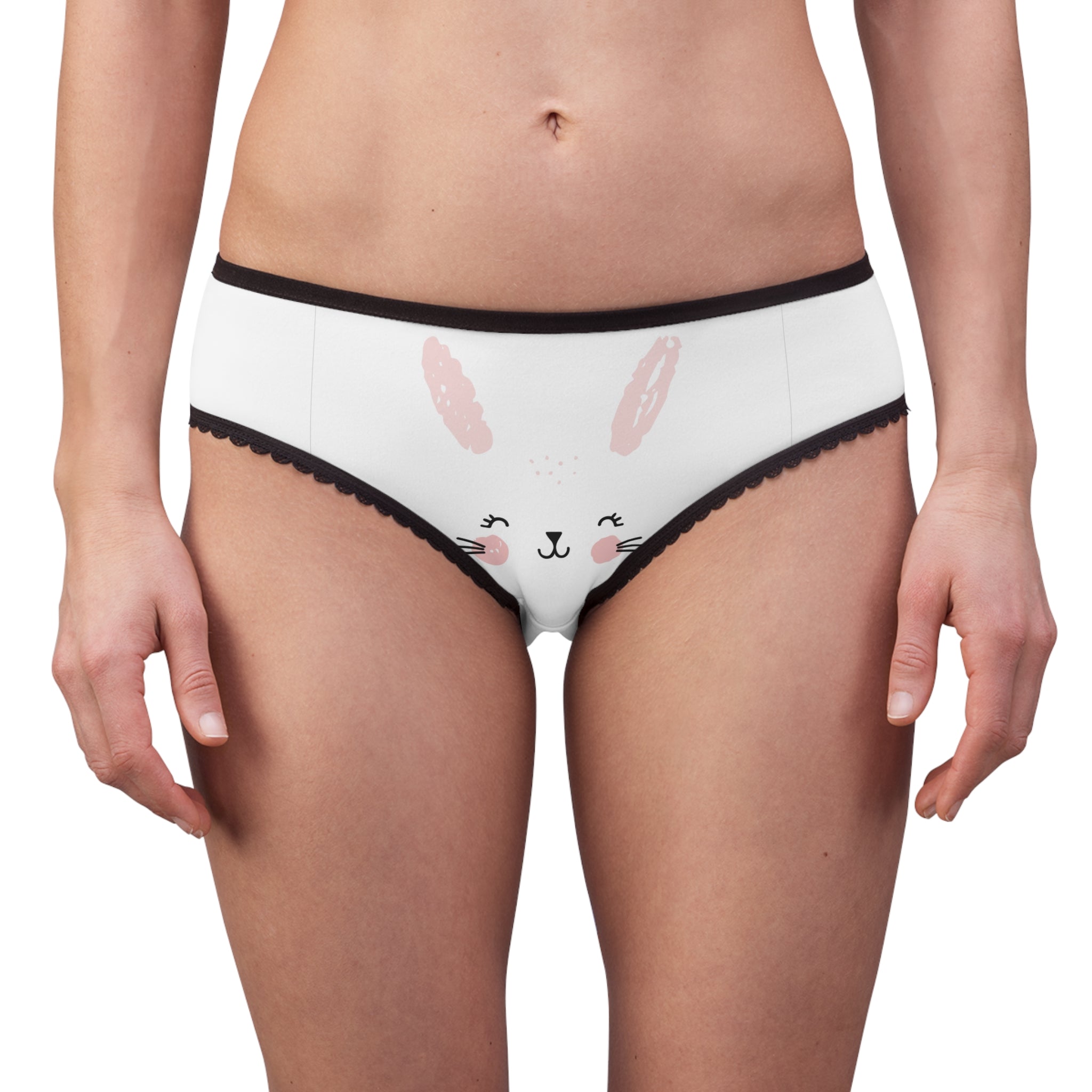 Cute Bunny Lace-Trim Women's Briefs – Pastel Bunny Face All-Over Print