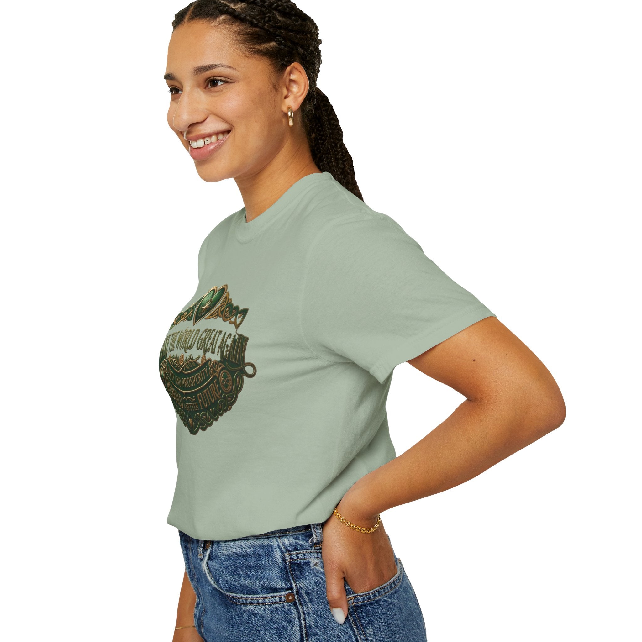 T-Shirt — 'Make the World Great Again' Vintage Green Crest Tee