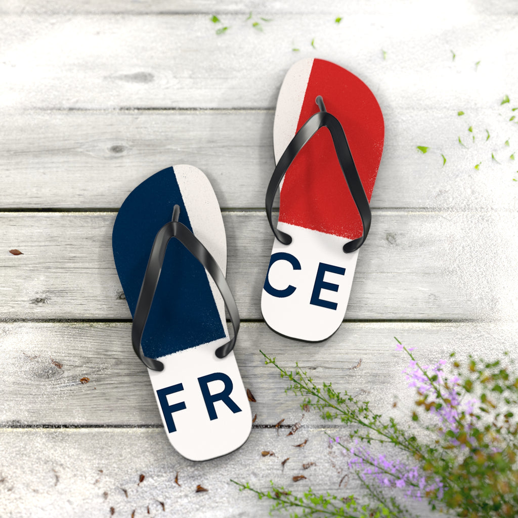 Patriotic Red & Blue Striped Flip Flops — Summer Beach Sandals