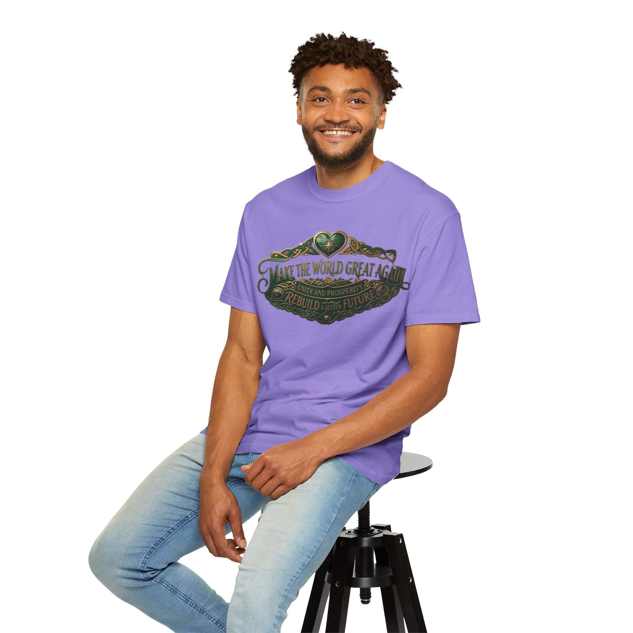 T-Shirt — 'Make the World Great Again' Vintage Green Crest Tee