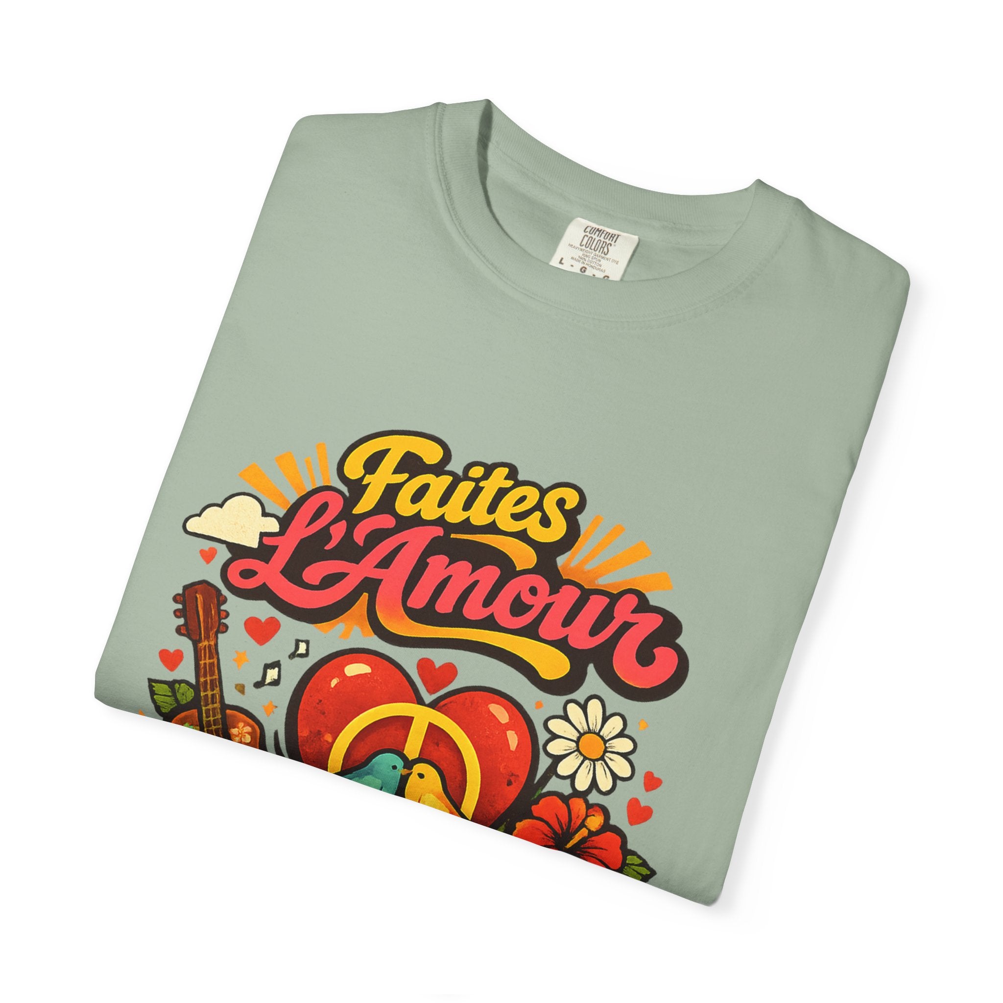 T-Shirt — Faites L'Amour Pas La Guerre Retro Peace Floral Design