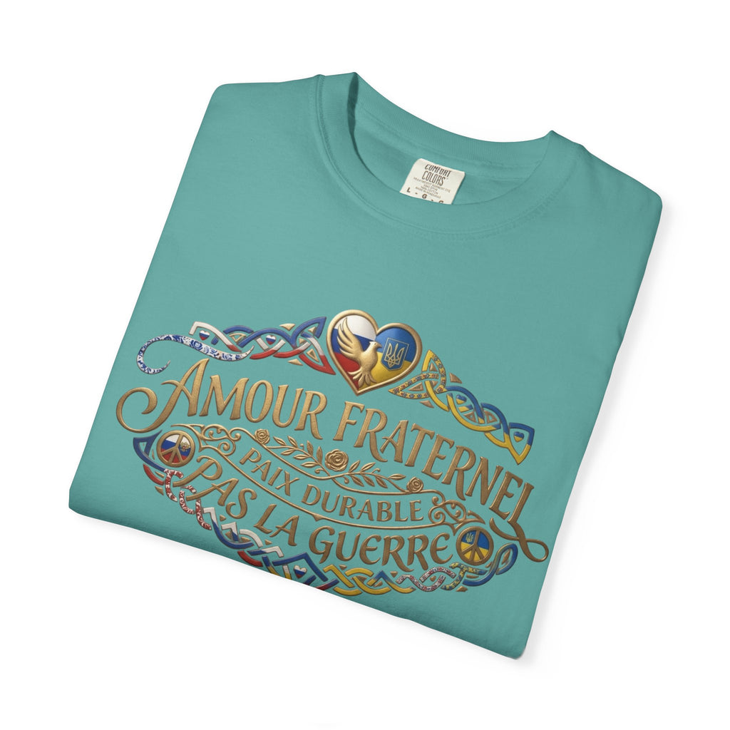 T-Shirt — Amour Fraternel "Paix Durable Pas La Guerre" Vintage Heart Peace Design