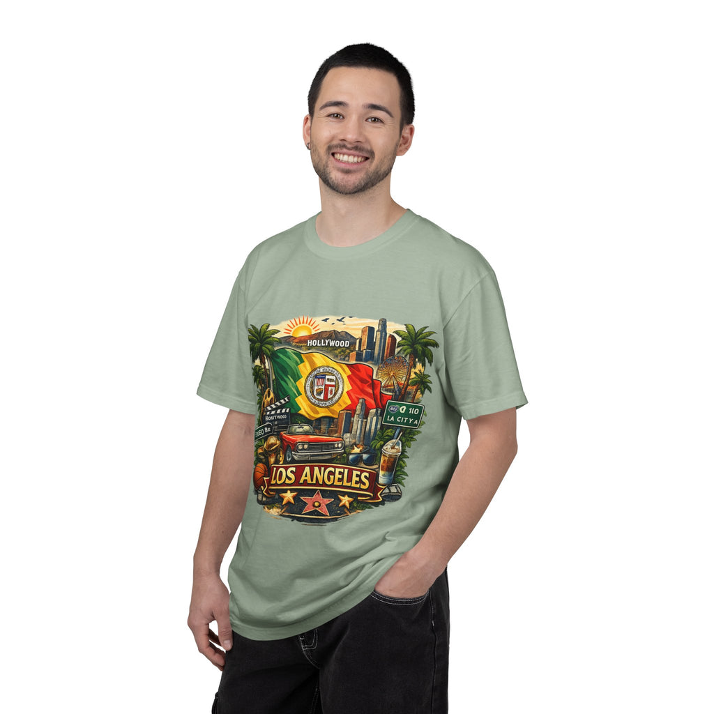 Los Angeles Vintage Graphic T-Shirt — LA Cityscape & Palm Trees Design