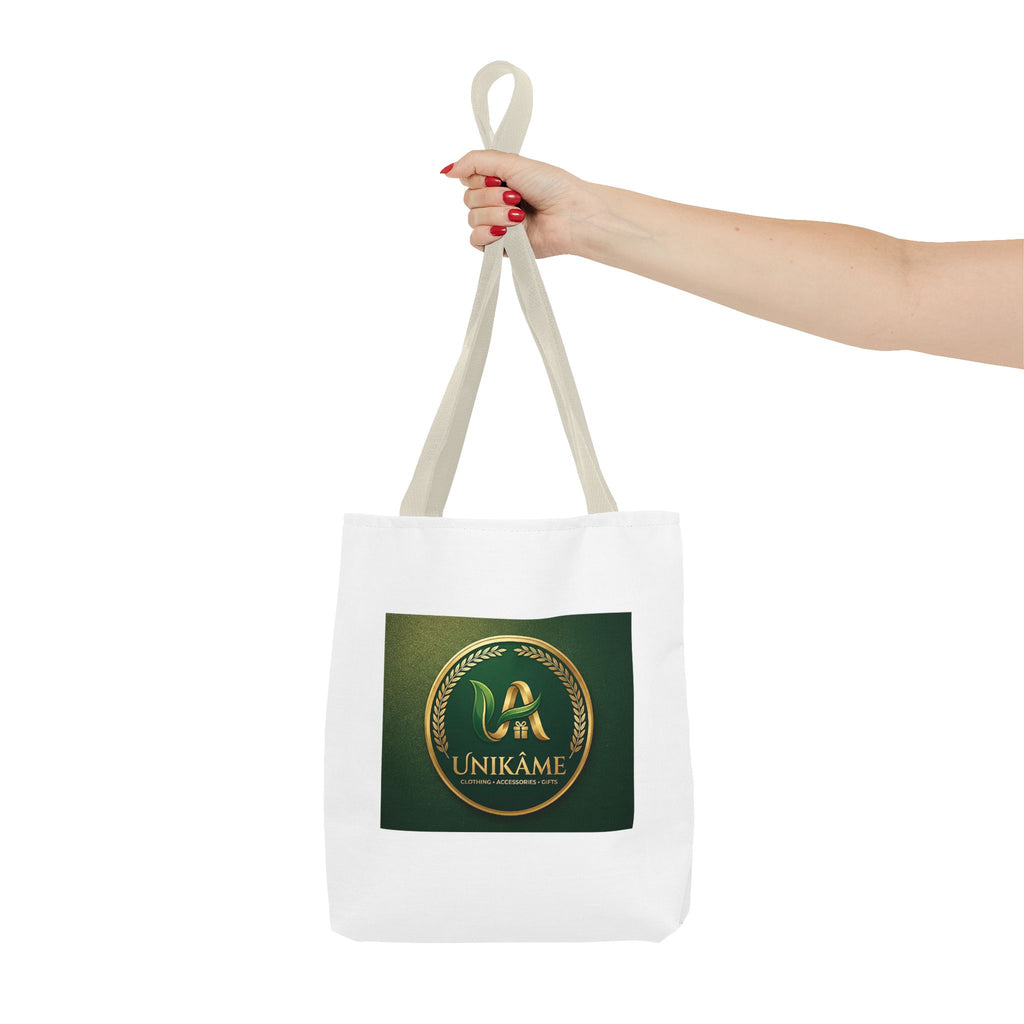 حقيبة تسوق يونيكام بشعار ذهبي - طباعة شعار أخضر بالكامل 