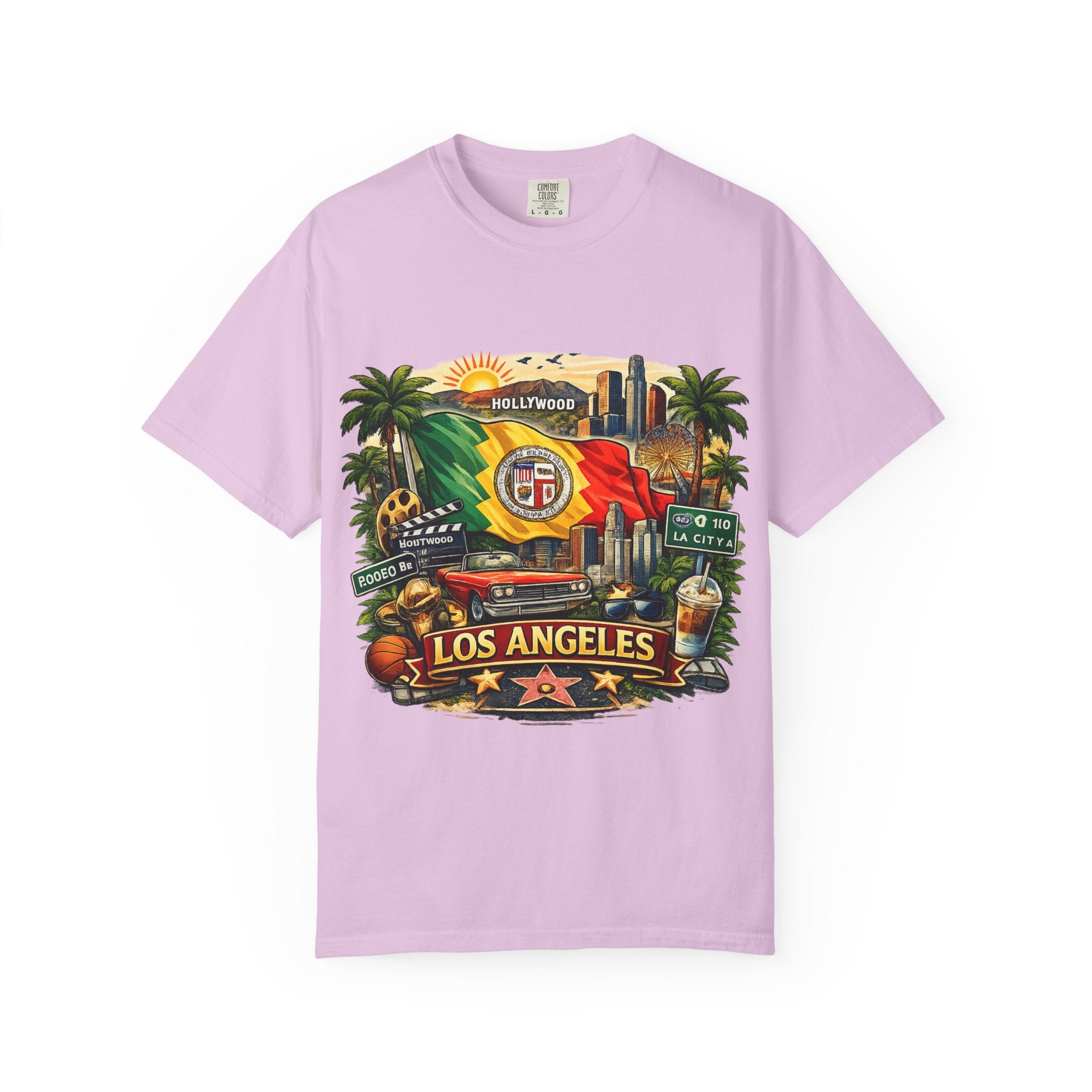 Los Angeles Vintage Graphic T-Shirt — LA Cityscape & Palm Trees Design