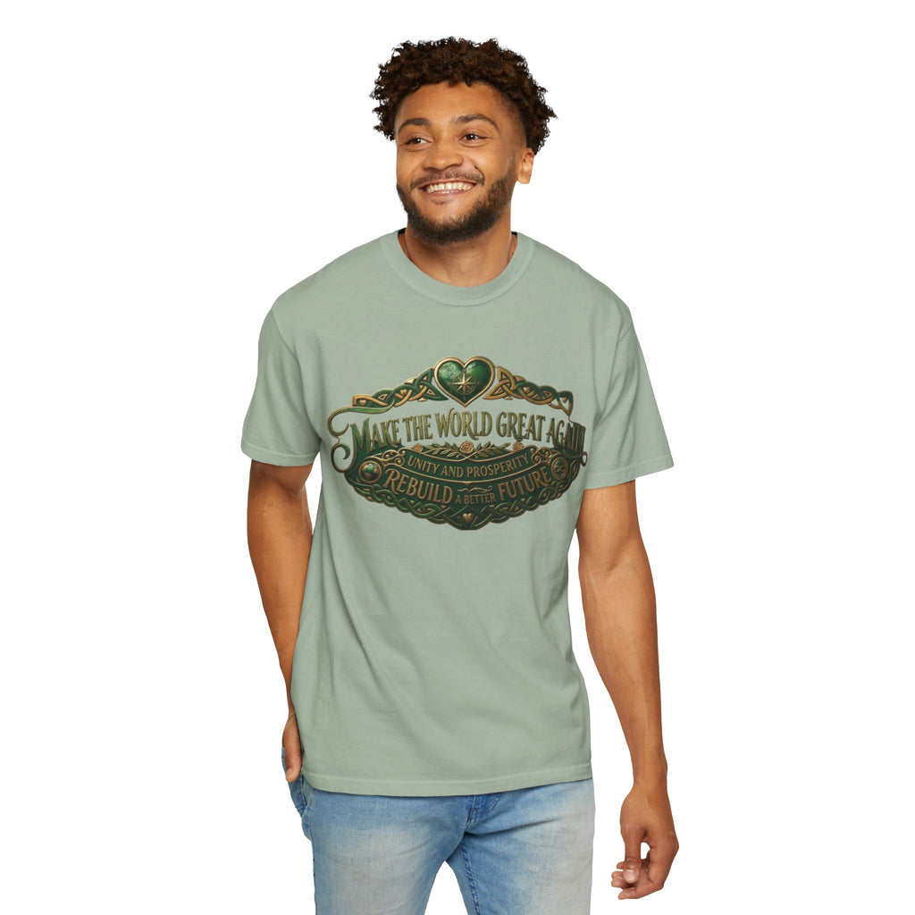 T-Shirt — 'Make the World Great Again' Vintage Green Crest Tee