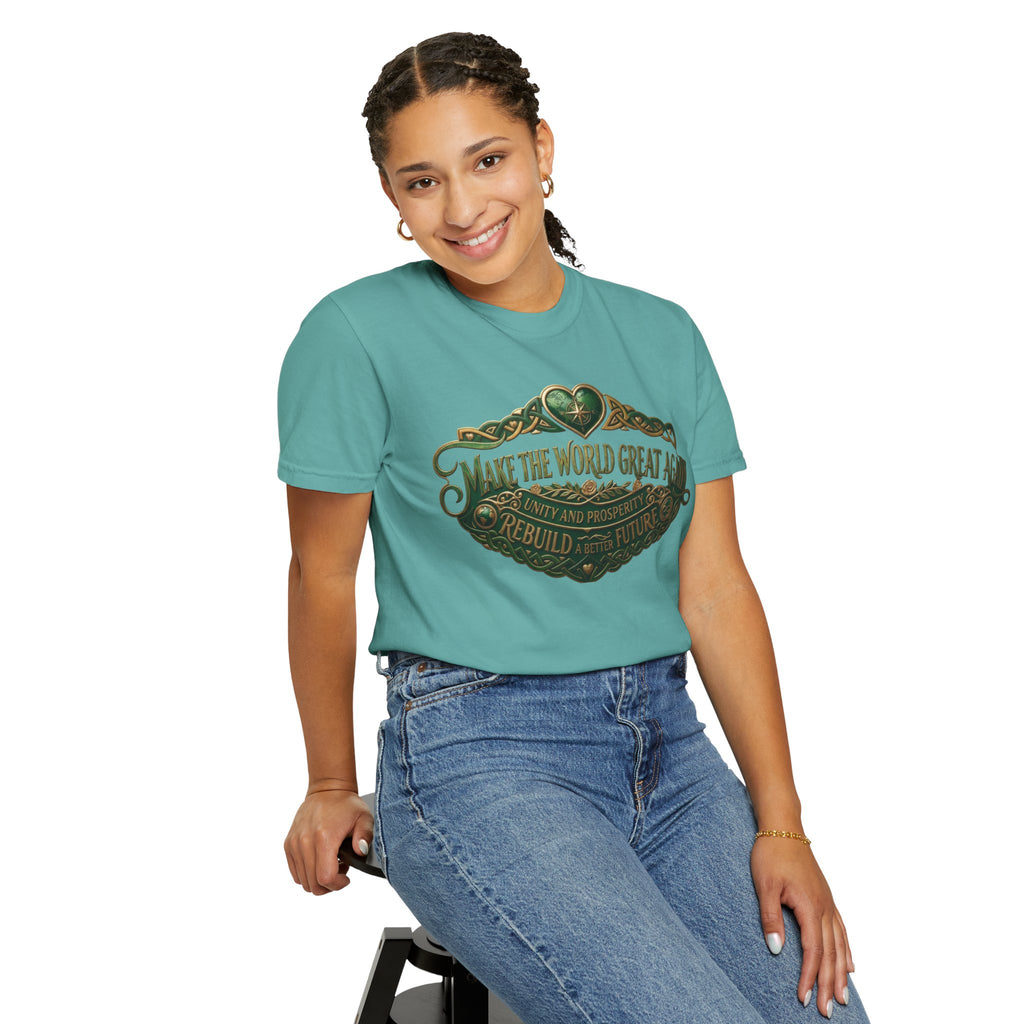 T-Shirt — 'Make the World Great Again' Vintage Green Crest Tee