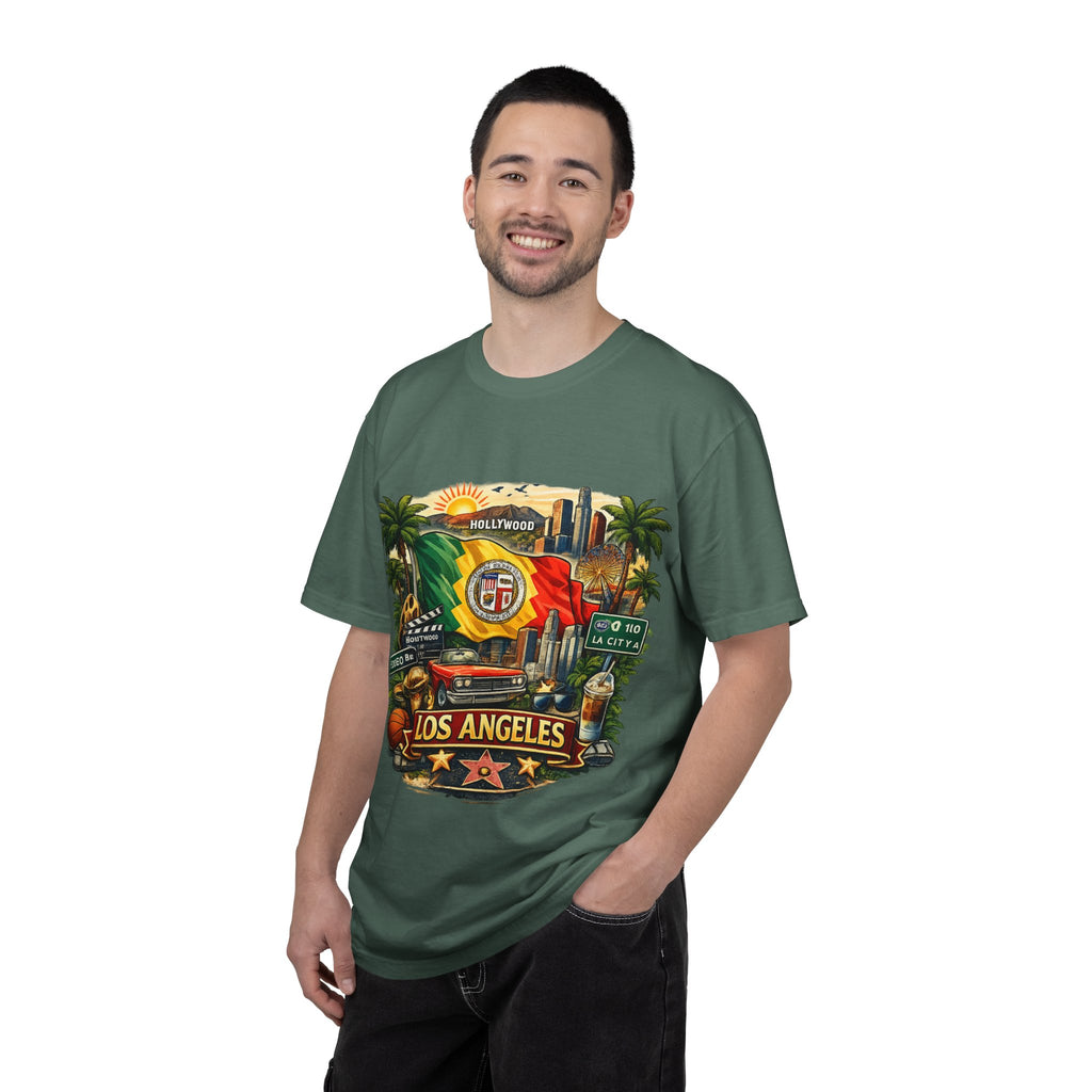 Los Angeles Vintage Graphic T-Shirt — LA Cityscape & Palm Trees Design