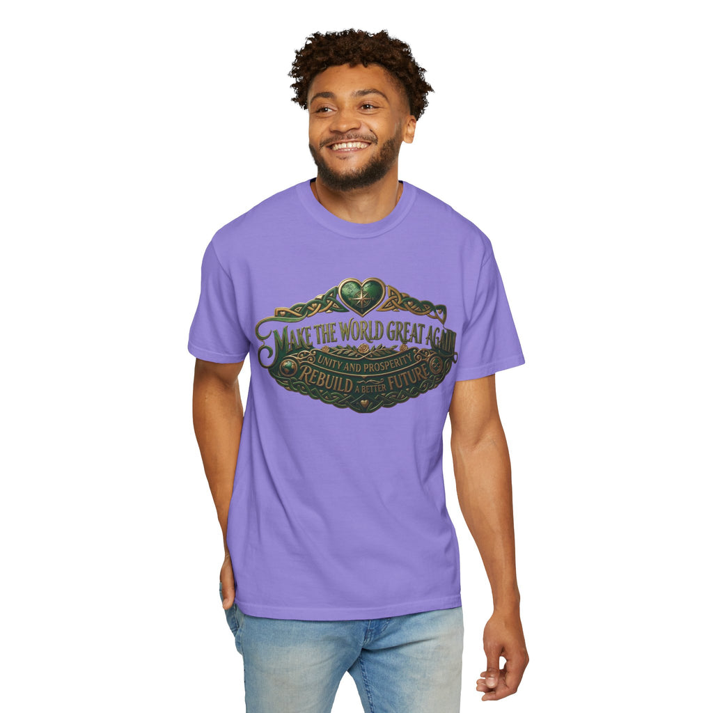 T-Shirt — 'Make the World Great Again' Vintage Green Crest Tee