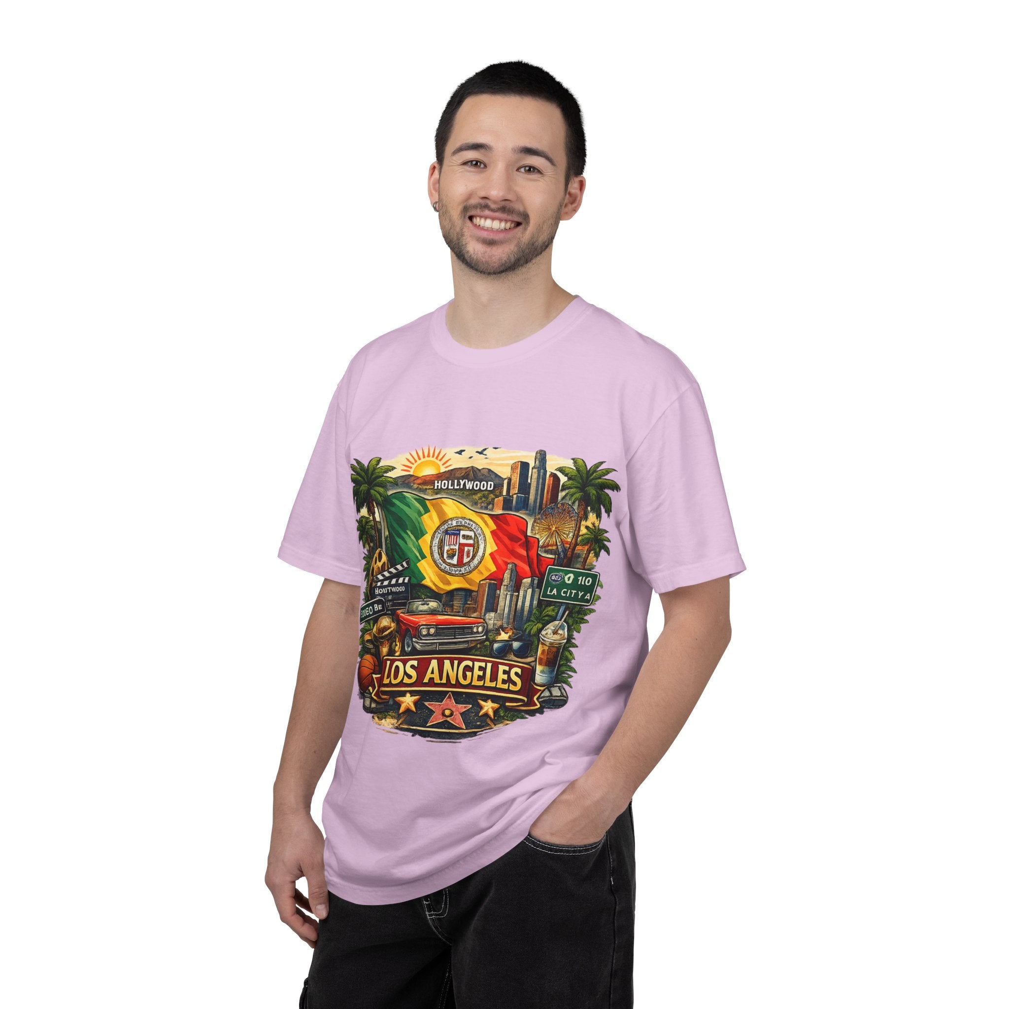 Los Angeles Vintage Graphic T-Shirt — LA Cityscape & Palm Trees Design