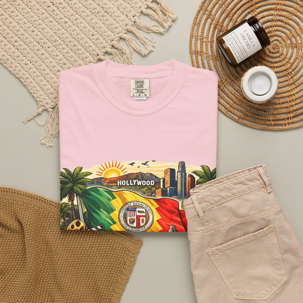 Los Angeles Vintage Graphic T-Shirt — LA Cityscape & Palm Trees Design