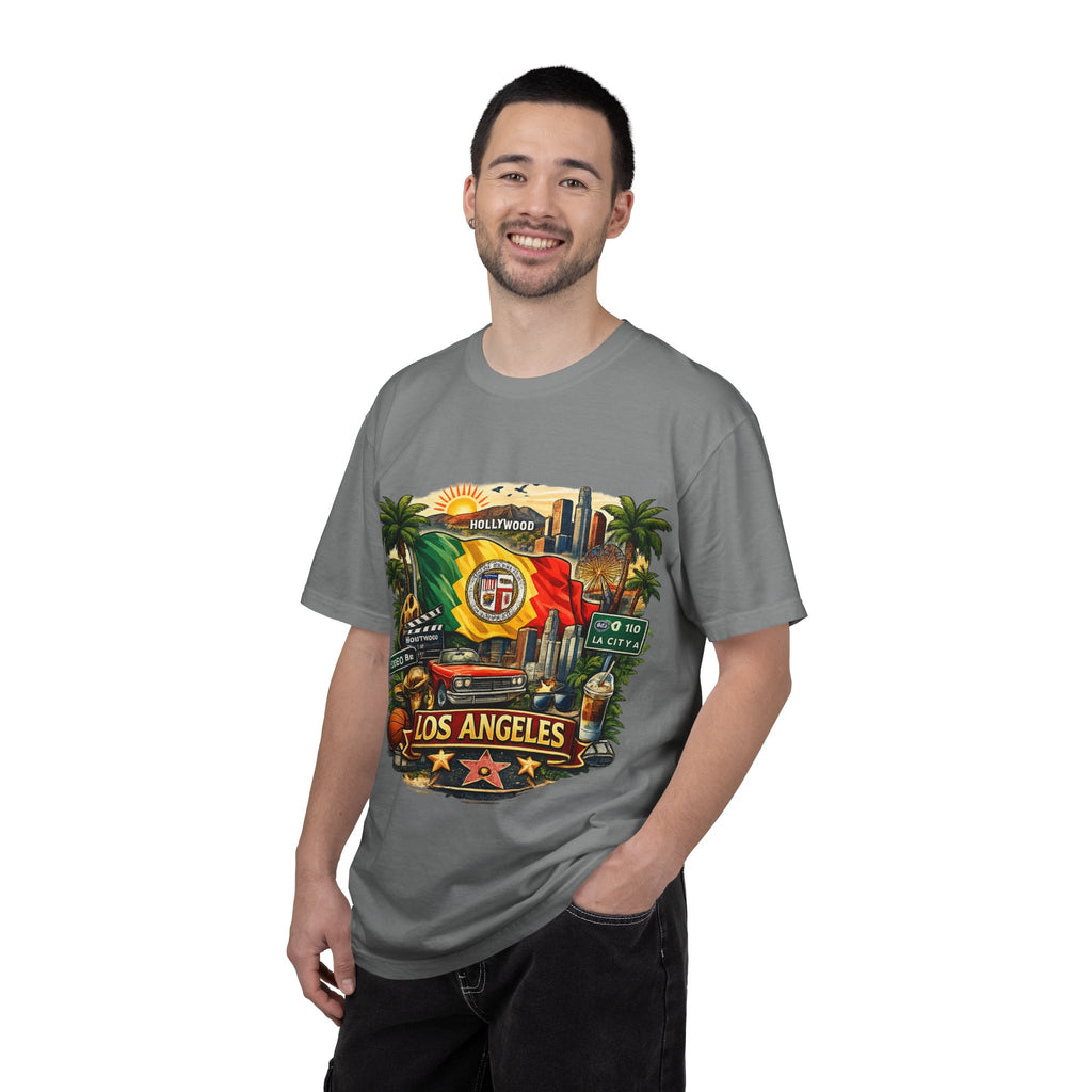 Los Angeles Vintage Graphic T-Shirt — LA Cityscape & Palm Trees Design