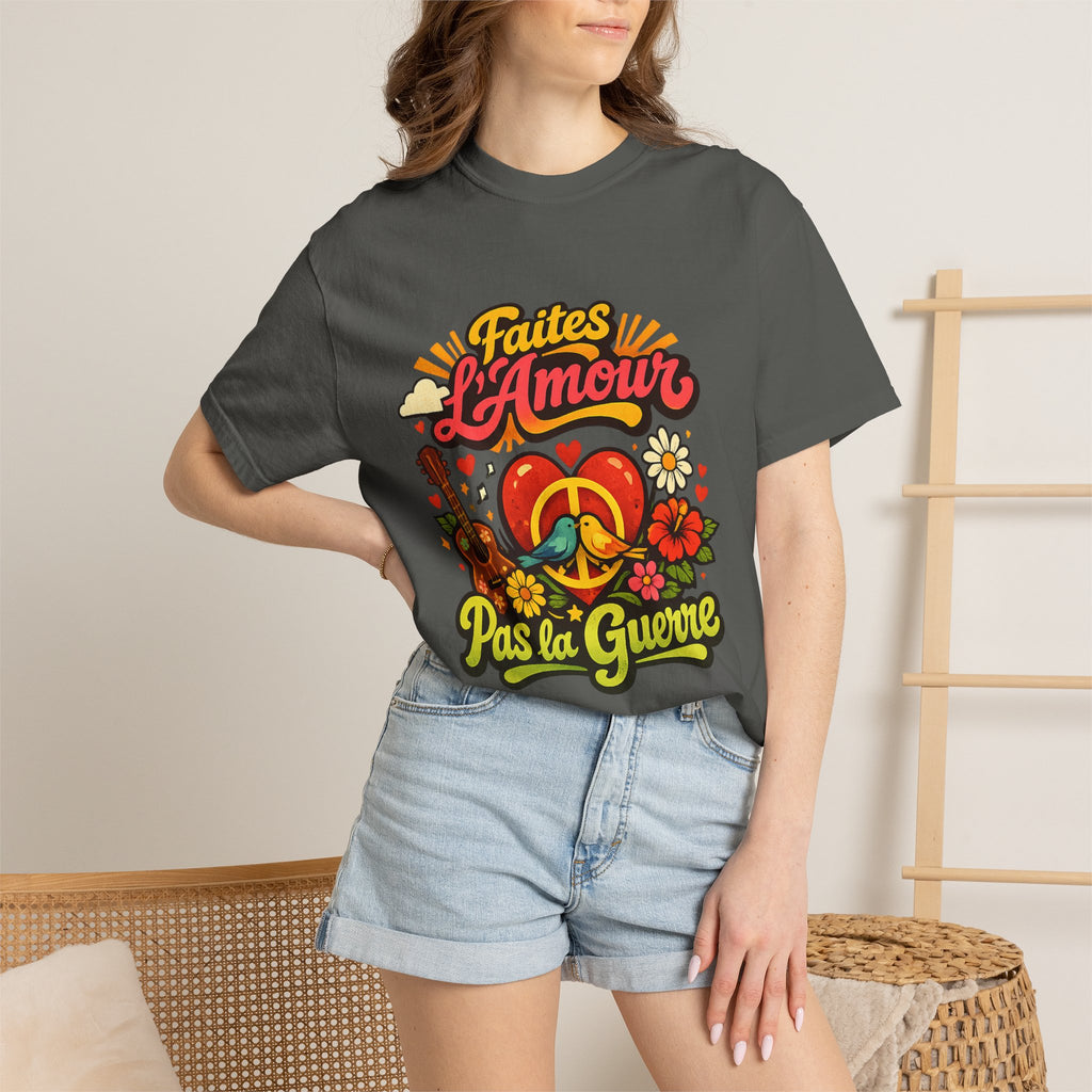T-Shirt — Faites L'Amour Pas La Guerre Retro Peace Floral Design