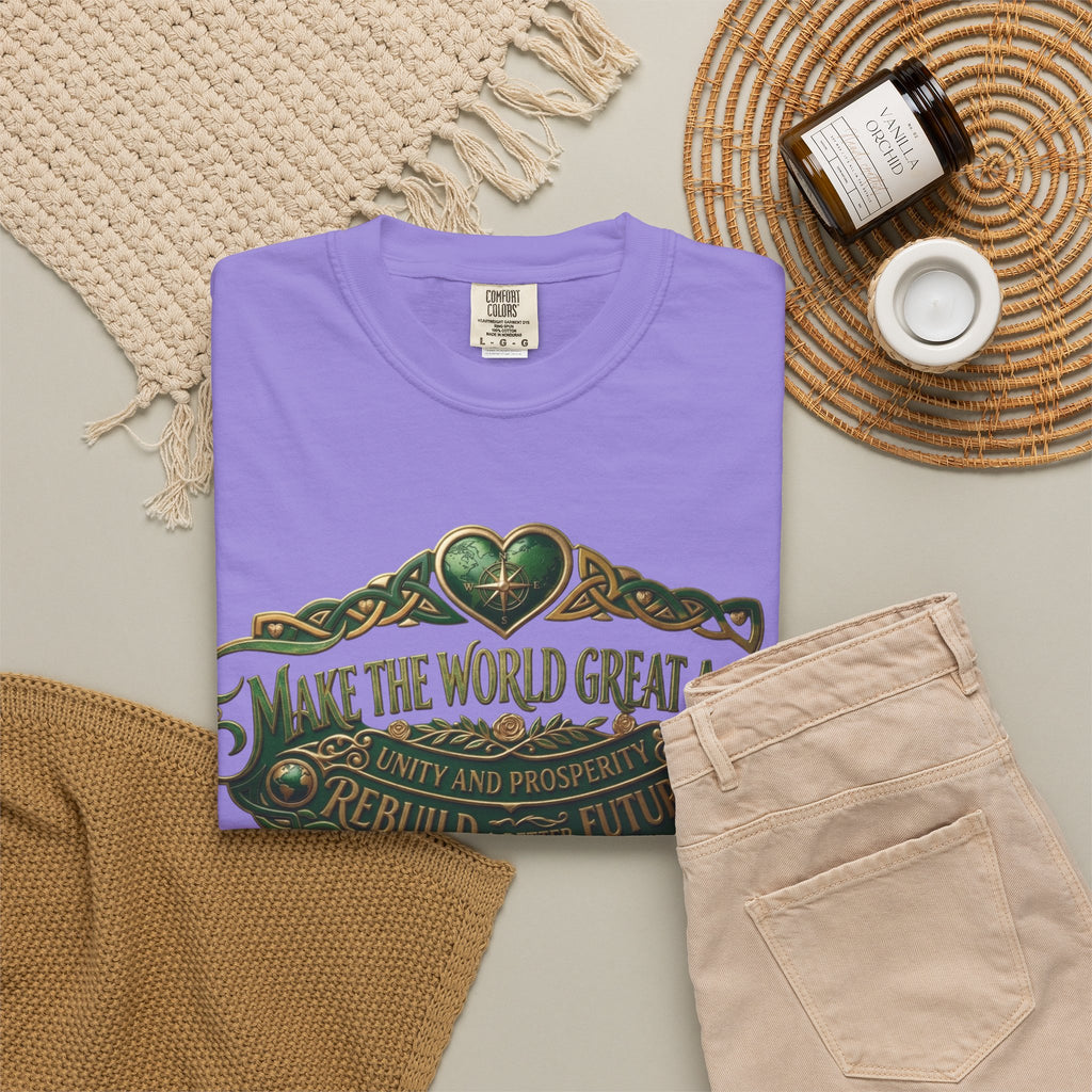 T-Shirt — 'Make the World Great Again' Vintage Green Crest Tee