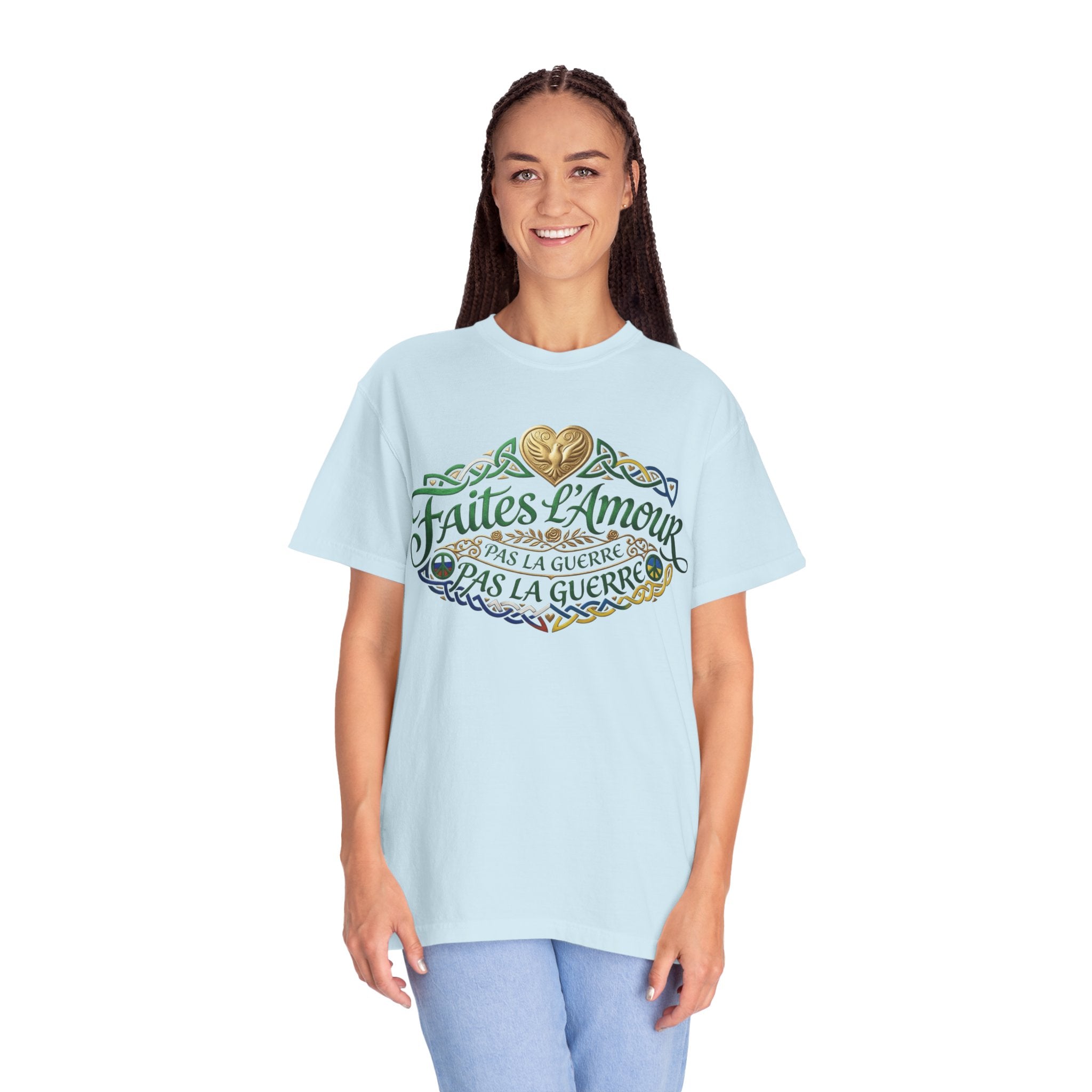T-Shirt — Faites L'Amour Pas La Guerre Floral Script Graphic Tee