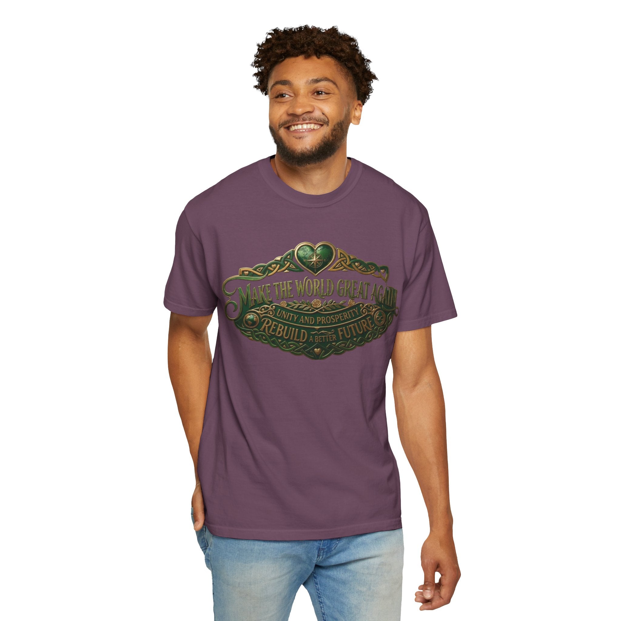 T-Shirt — 'Make the World Great Again' Vintage Green Crest Tee