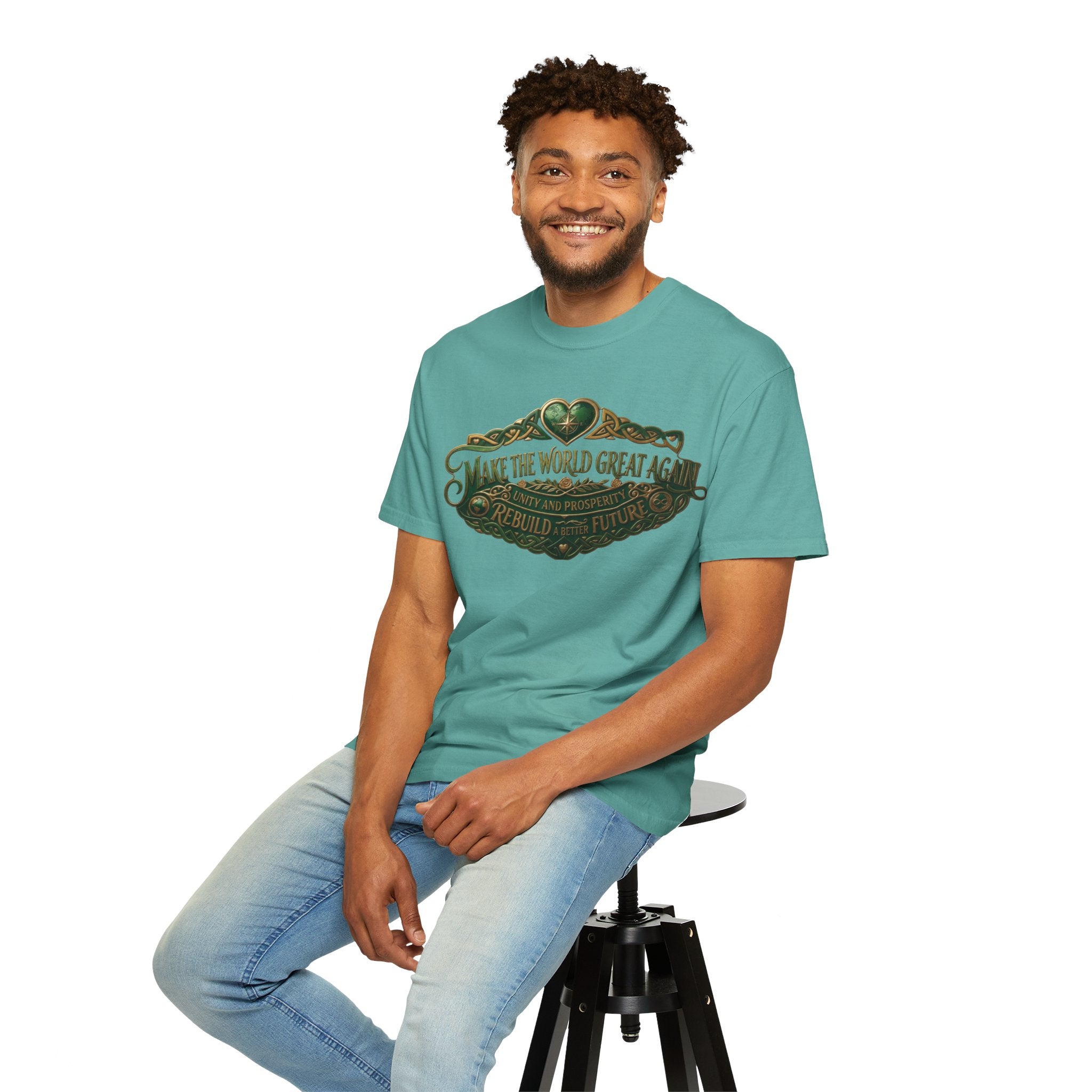 T-Shirt — 'Make the World Great Again' Vintage Green Crest Tee