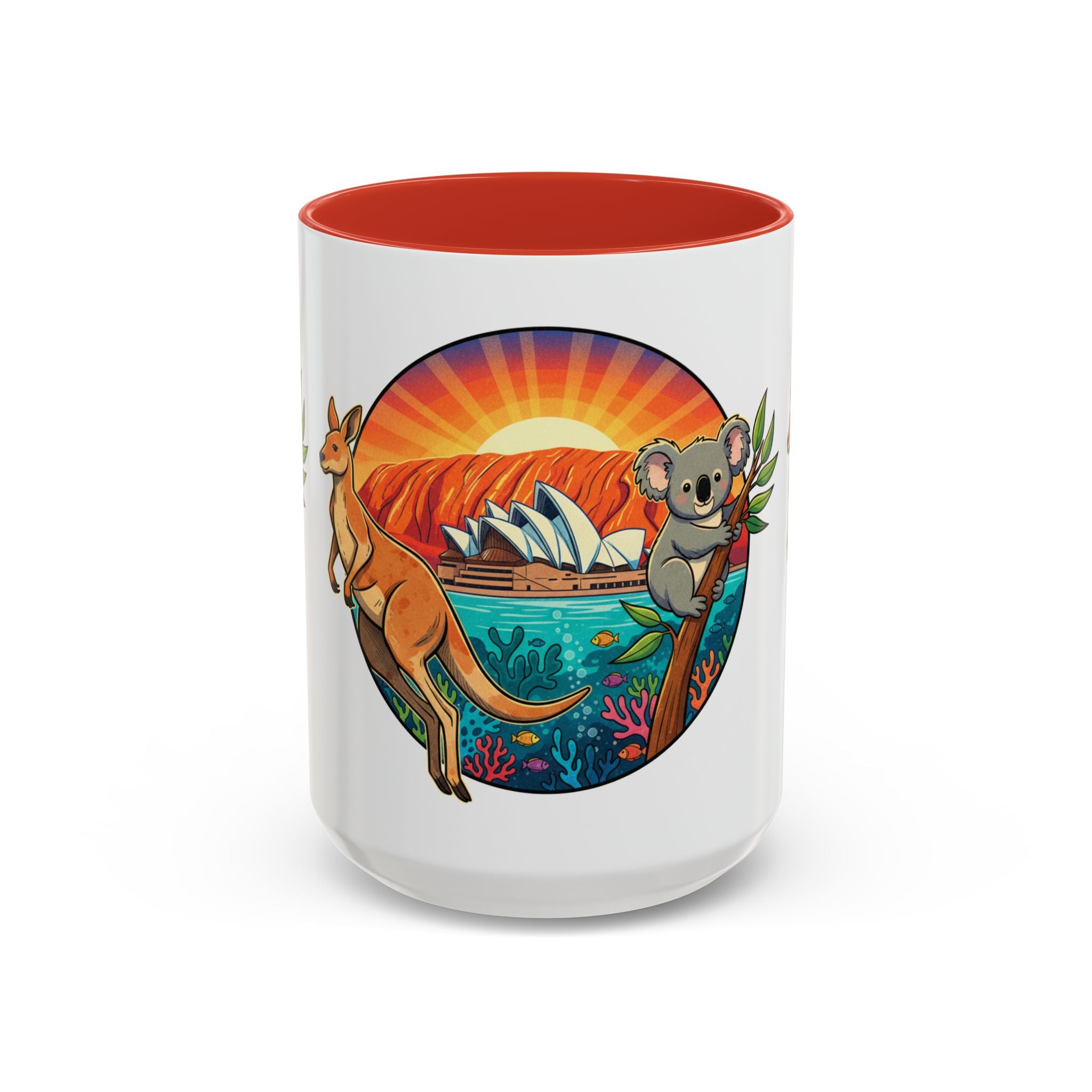 Australian Sunset Coffee Mug — Kangaroo & Koala Sydney Opera House Design