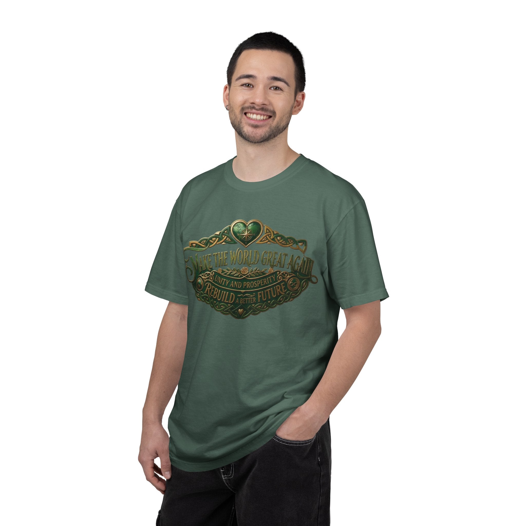 T-Shirt — 'Make the World Great Again' Vintage Green Crest Tee