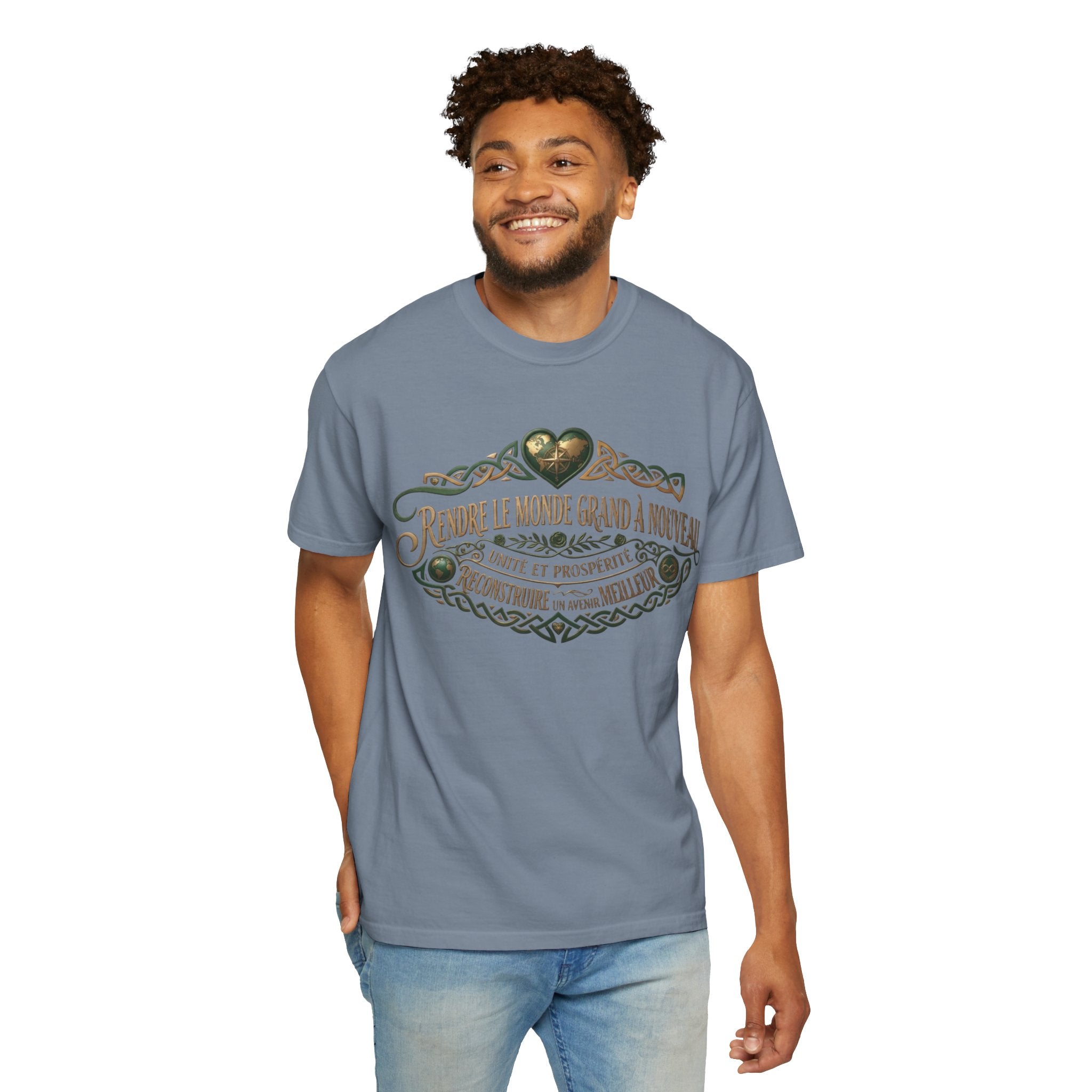 French Blessing T-Shirt — "Rendre le monde grand à nouveau" Vintage Heart Design