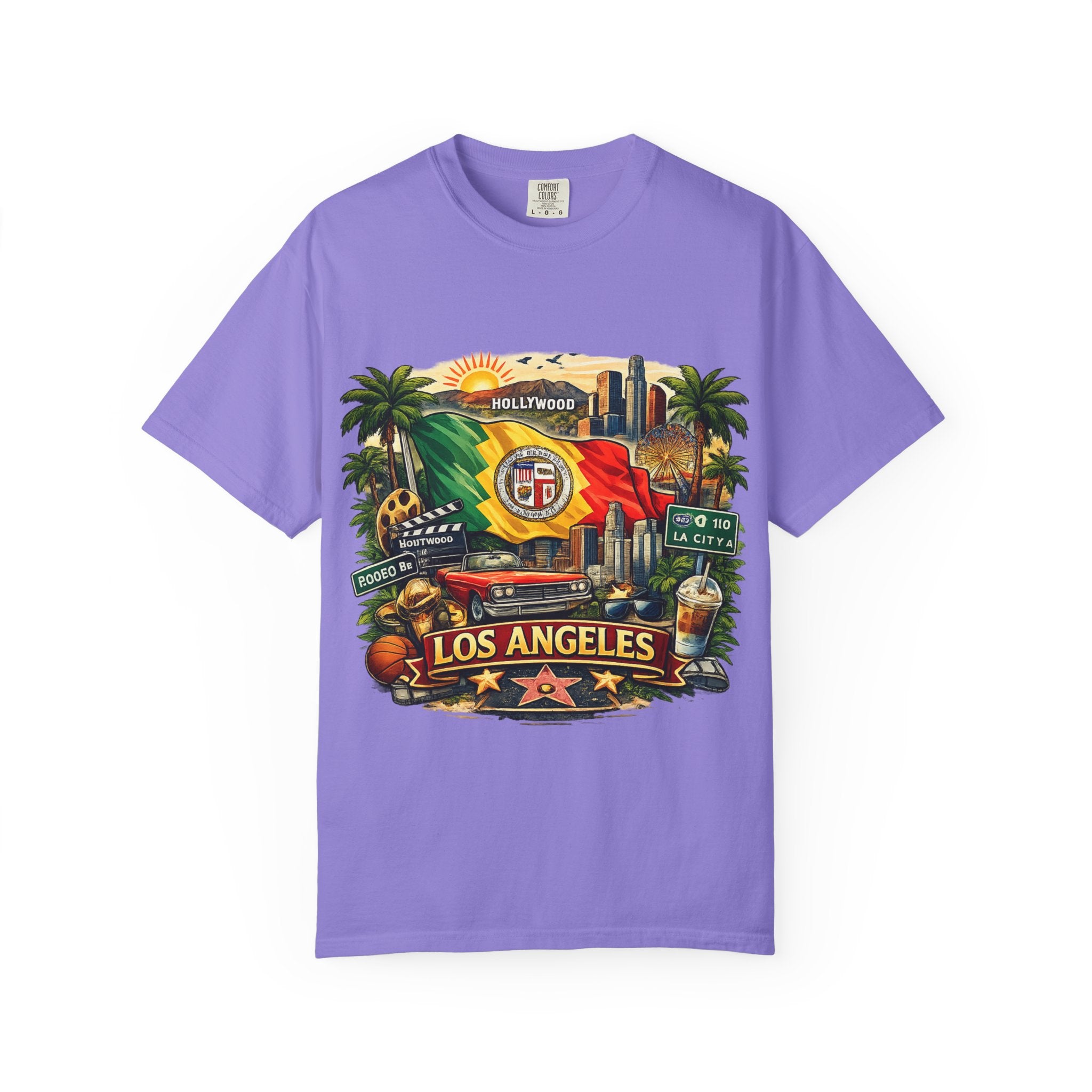 Los Angeles Vintage Graphic T-Shirt — LA Cityscape & Palm Trees Design