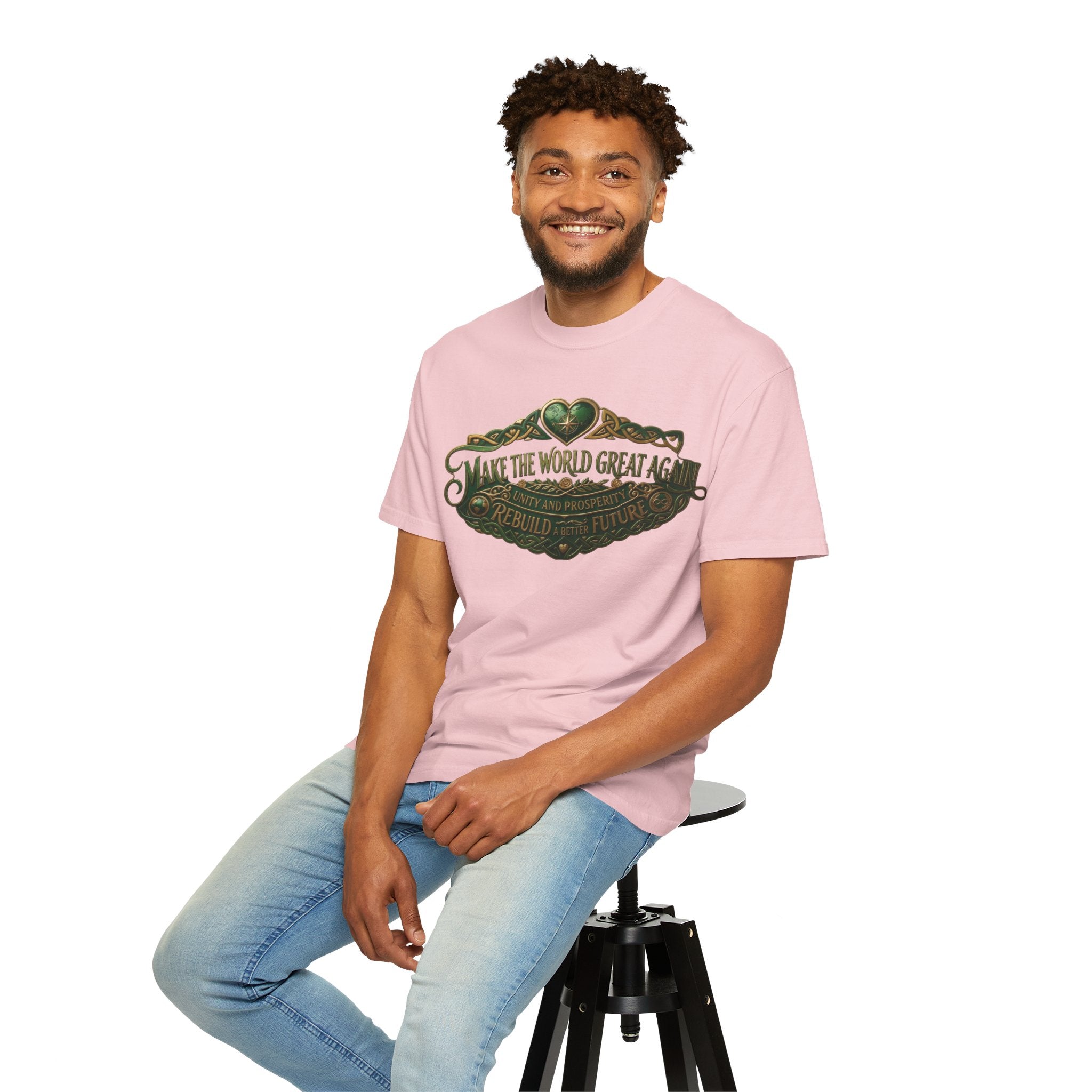 T-Shirt — 'Make the World Great Again' Vintage Green Crest Tee