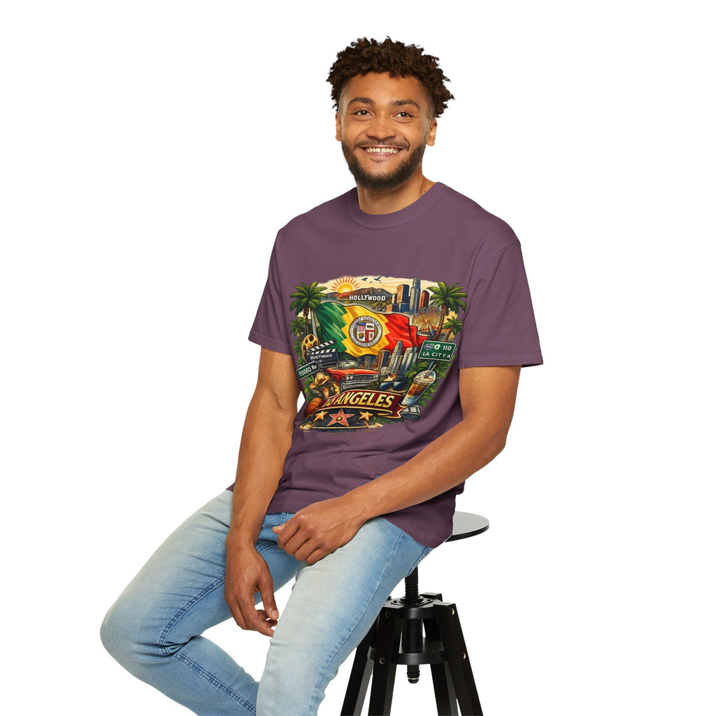 Los Angeles Vintage Graphic T-Shirt — LA Cityscape & Palm Trees Design