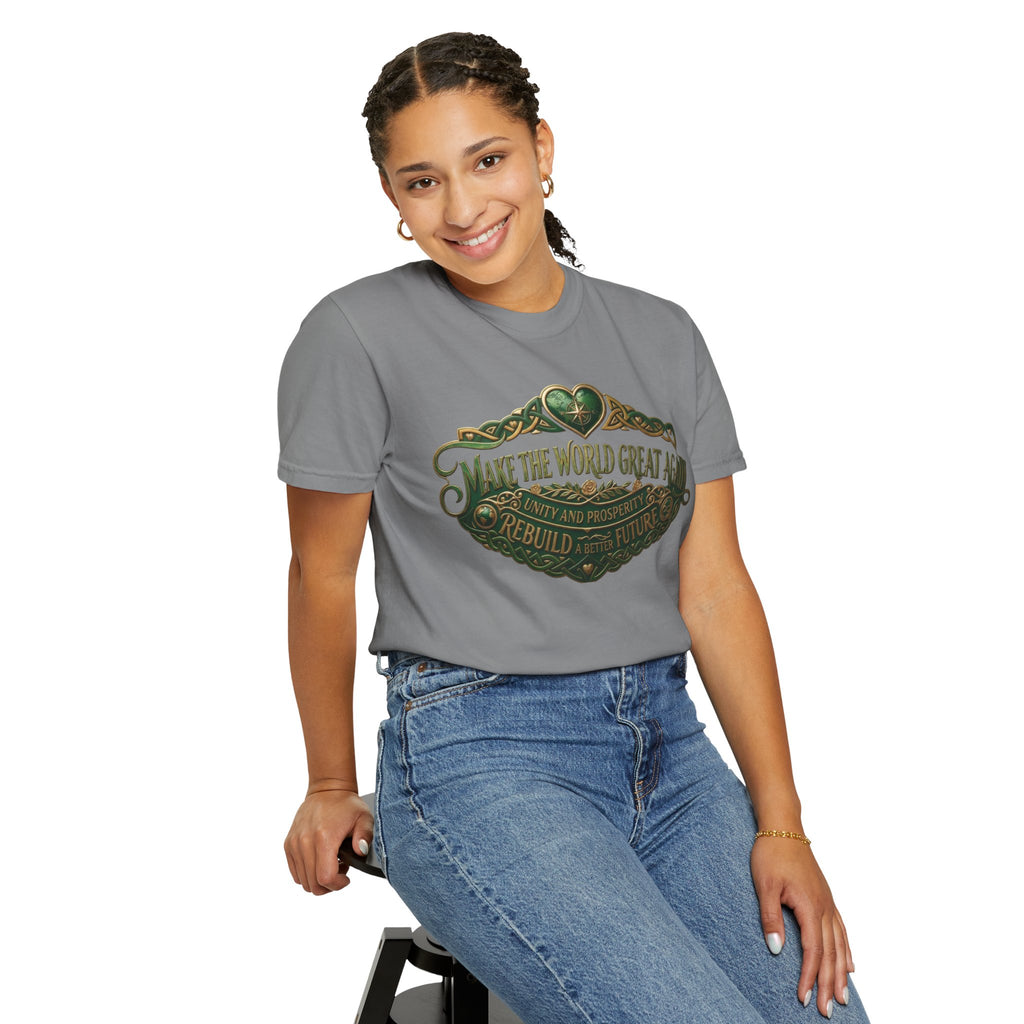 T-Shirt — 'Make the World Great Again' Vintage Green Crest Tee