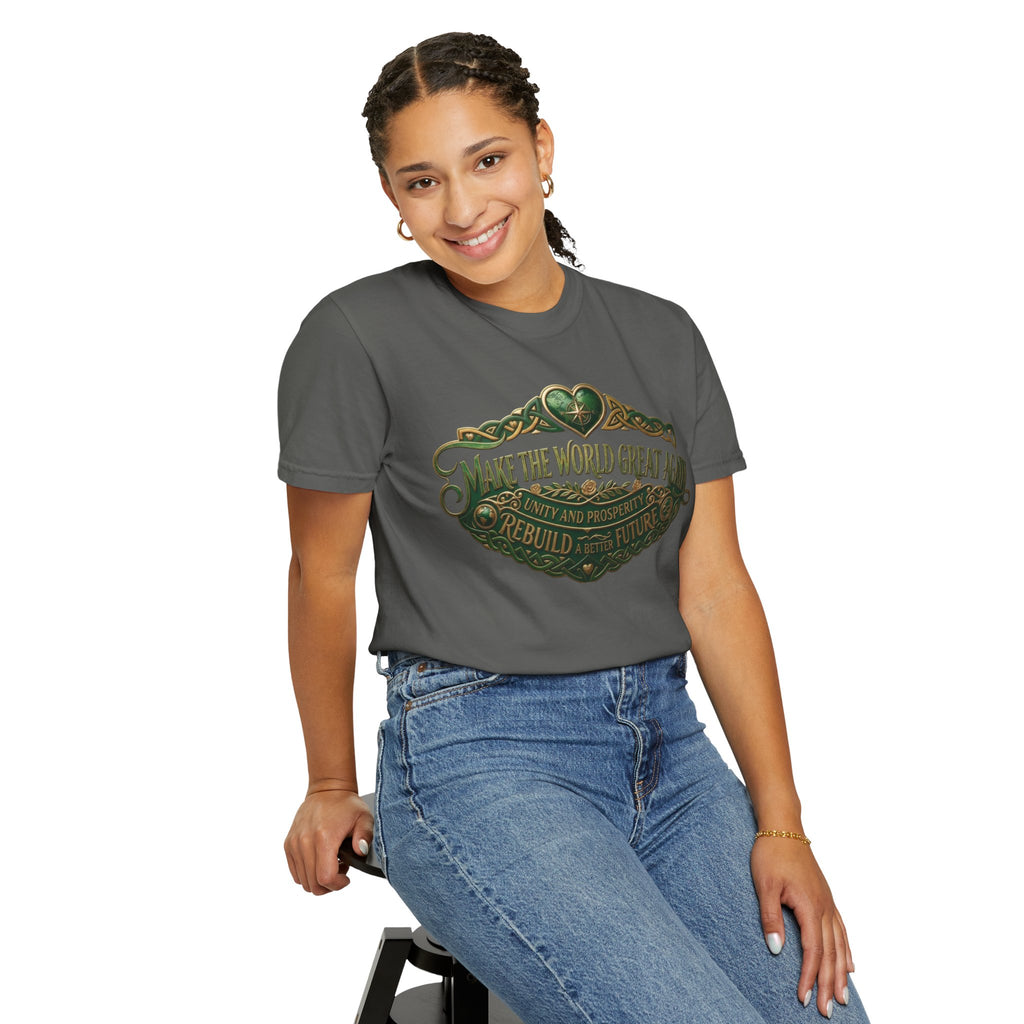 T-Shirt — 'Make the World Great Again' Vintage Green Crest Tee