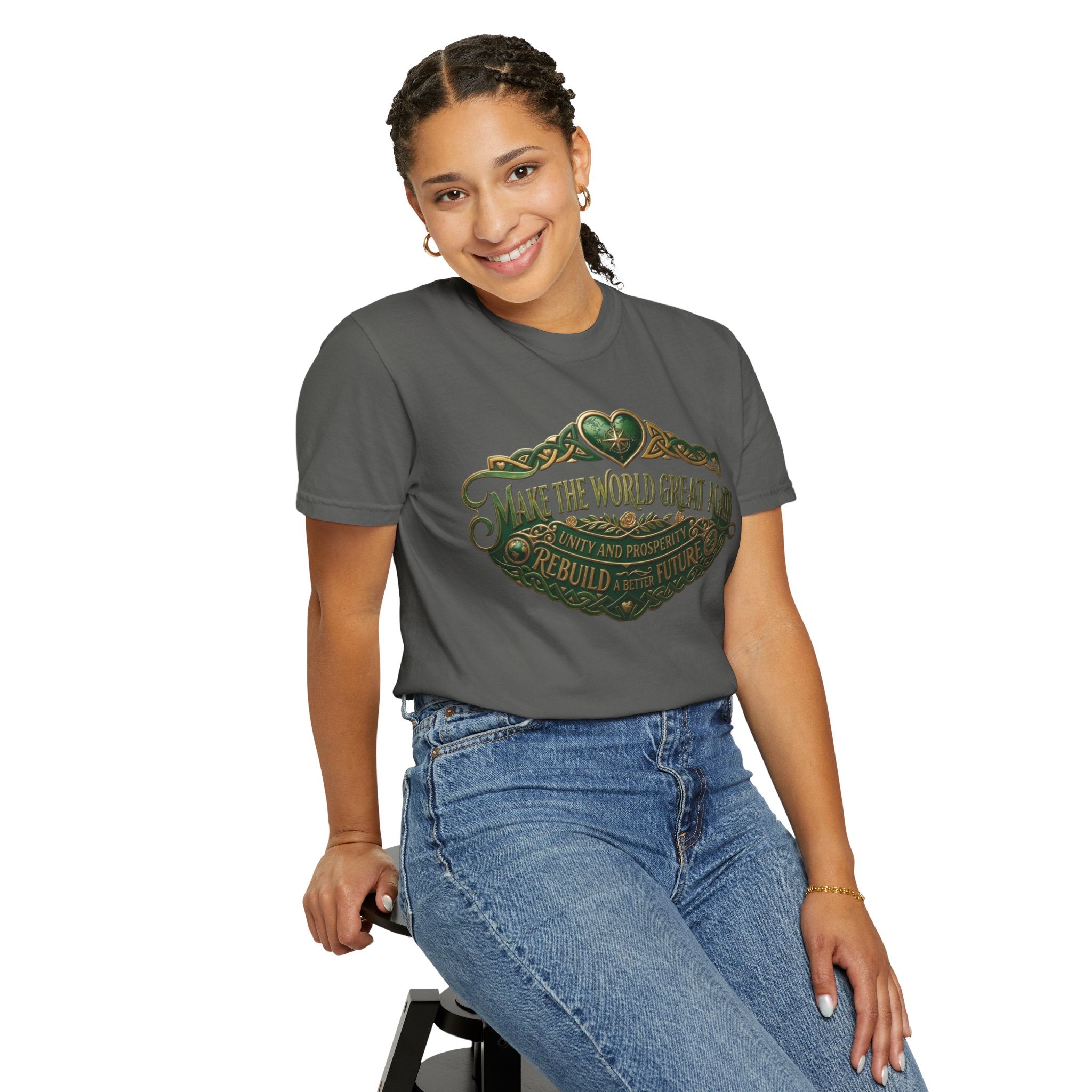 T-Shirt — 'Make the World Great Again' Vintage Green Crest Tee