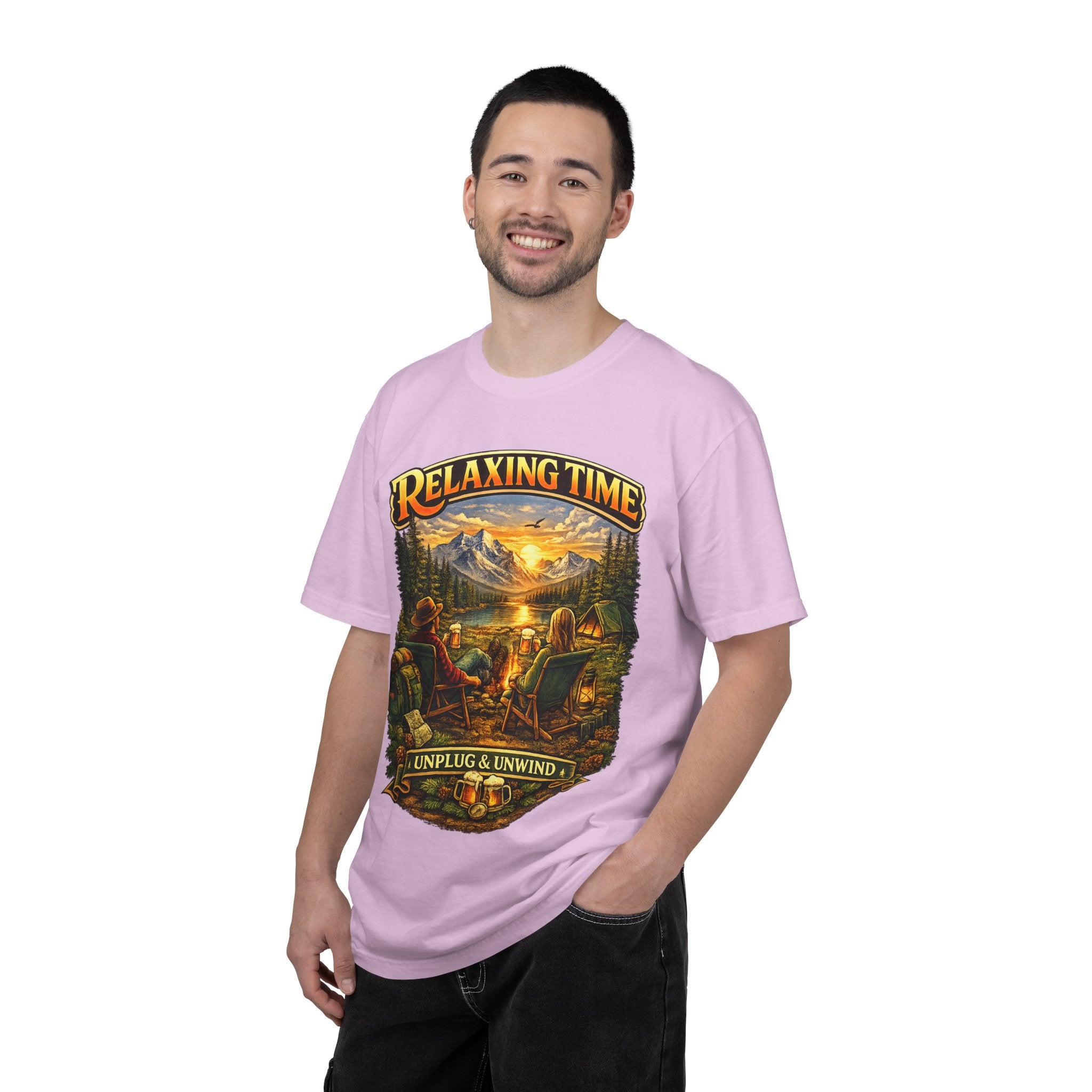 Relaxing Time T-Shirt — "Unplug & Unwind" Camping Graphic Tee