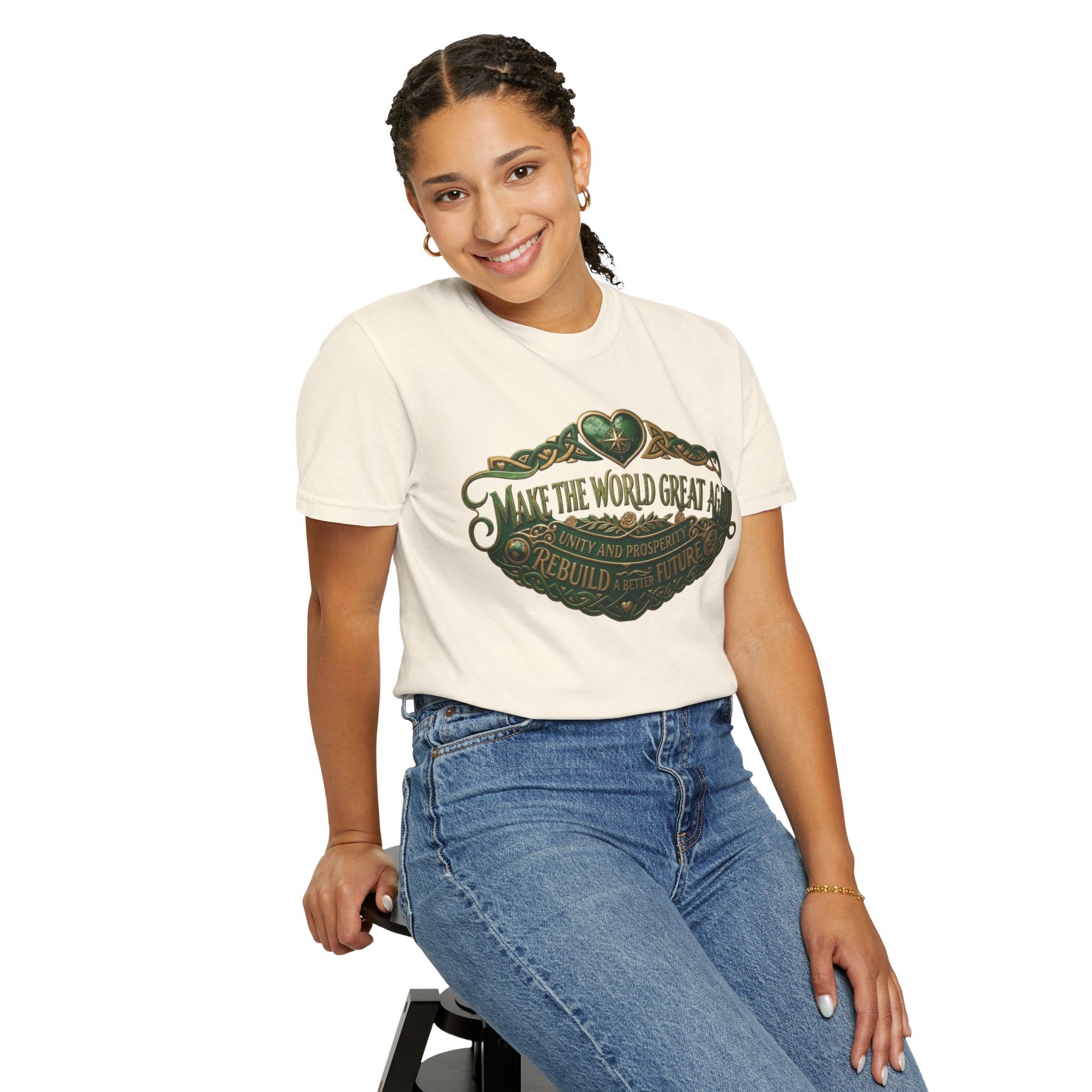 T-Shirt — 'Make the World Great Again' Vintage Green Crest Tee