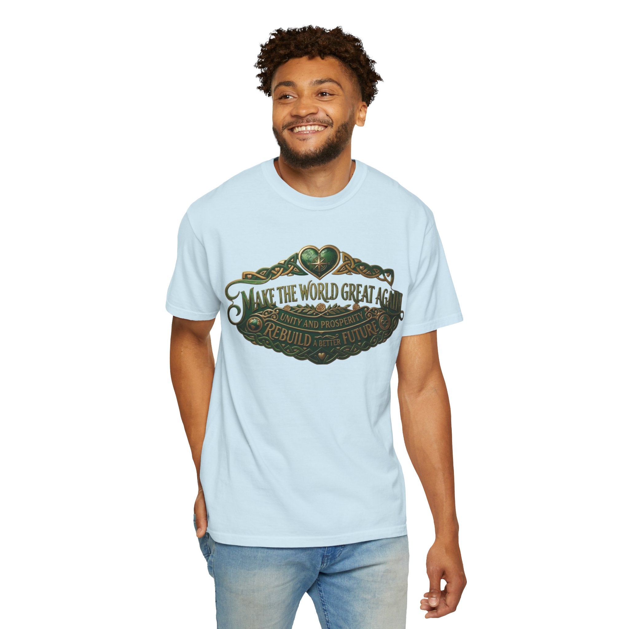 T-Shirt — 'Make the World Great Again' Vintage Green Crest Tee