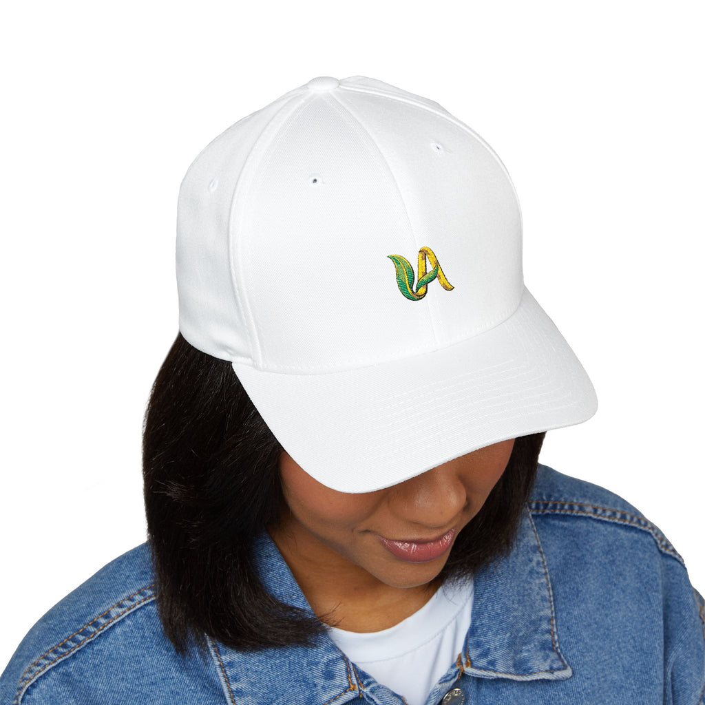 Embroidered 'UA UnikÂme Favicon ' Wave Logo Cap — White Structured Closed-Back Hat