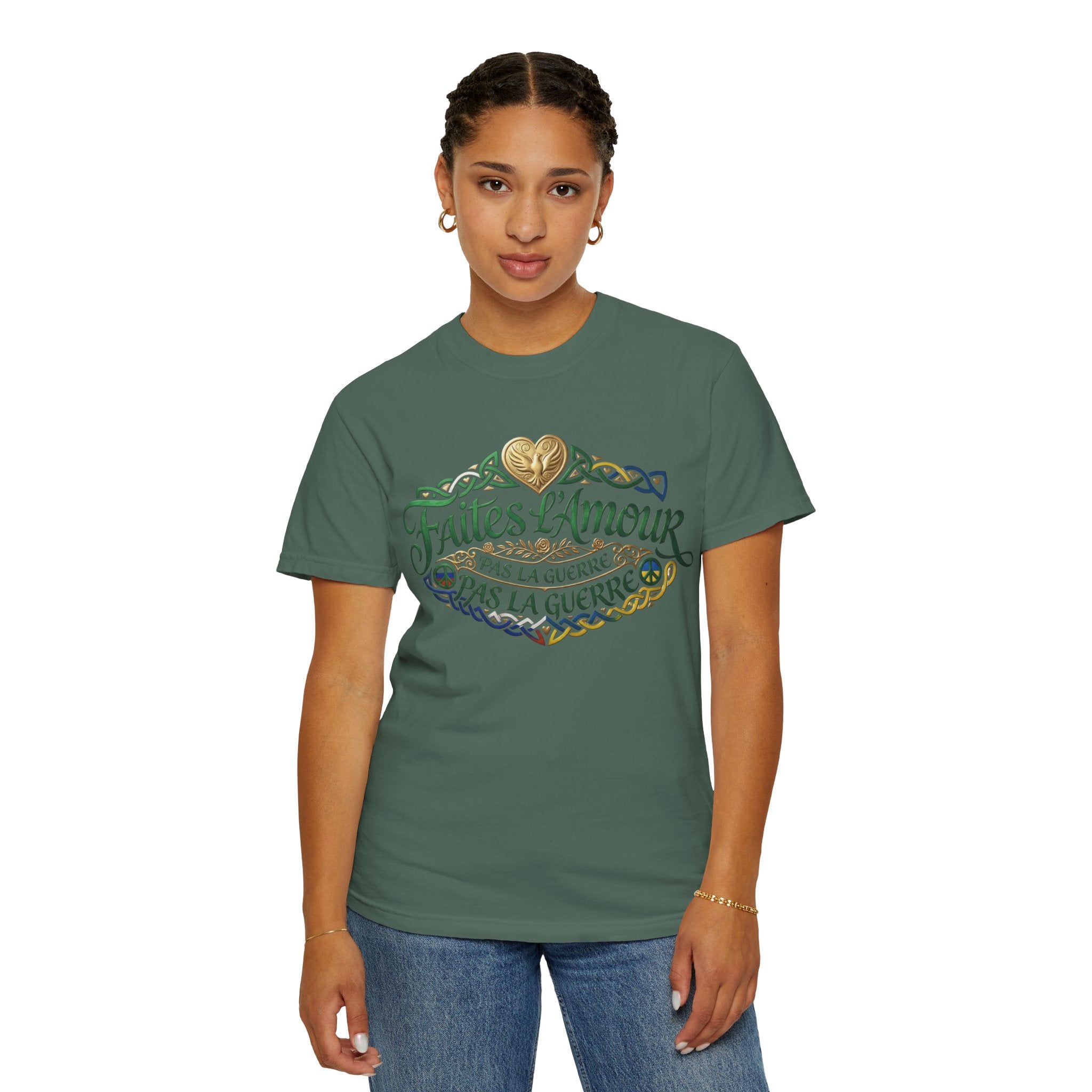 T-Shirt — Faites L'Amour Pas La Guerre Floral Script Graphic Tee