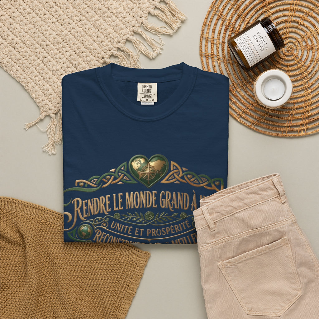 French Blessing T-Shirt — "Rendre le monde grand à nouveau" Vintage Heart Design