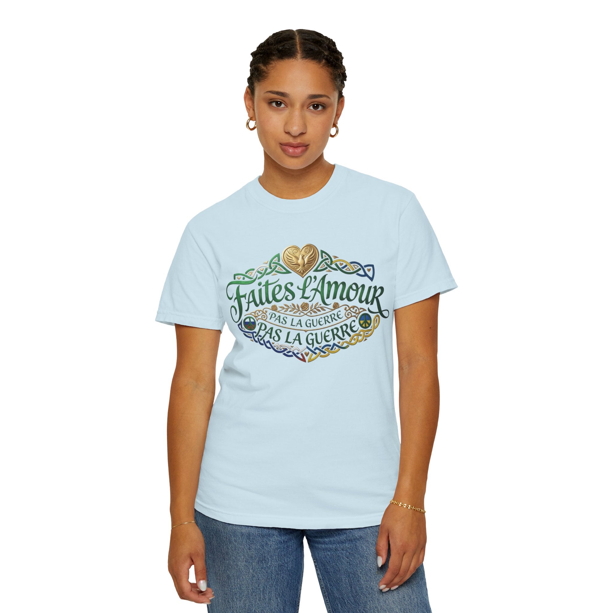 T-Shirt — Faites L'Amour Pas La Guerre Floral Script Graphic Tee