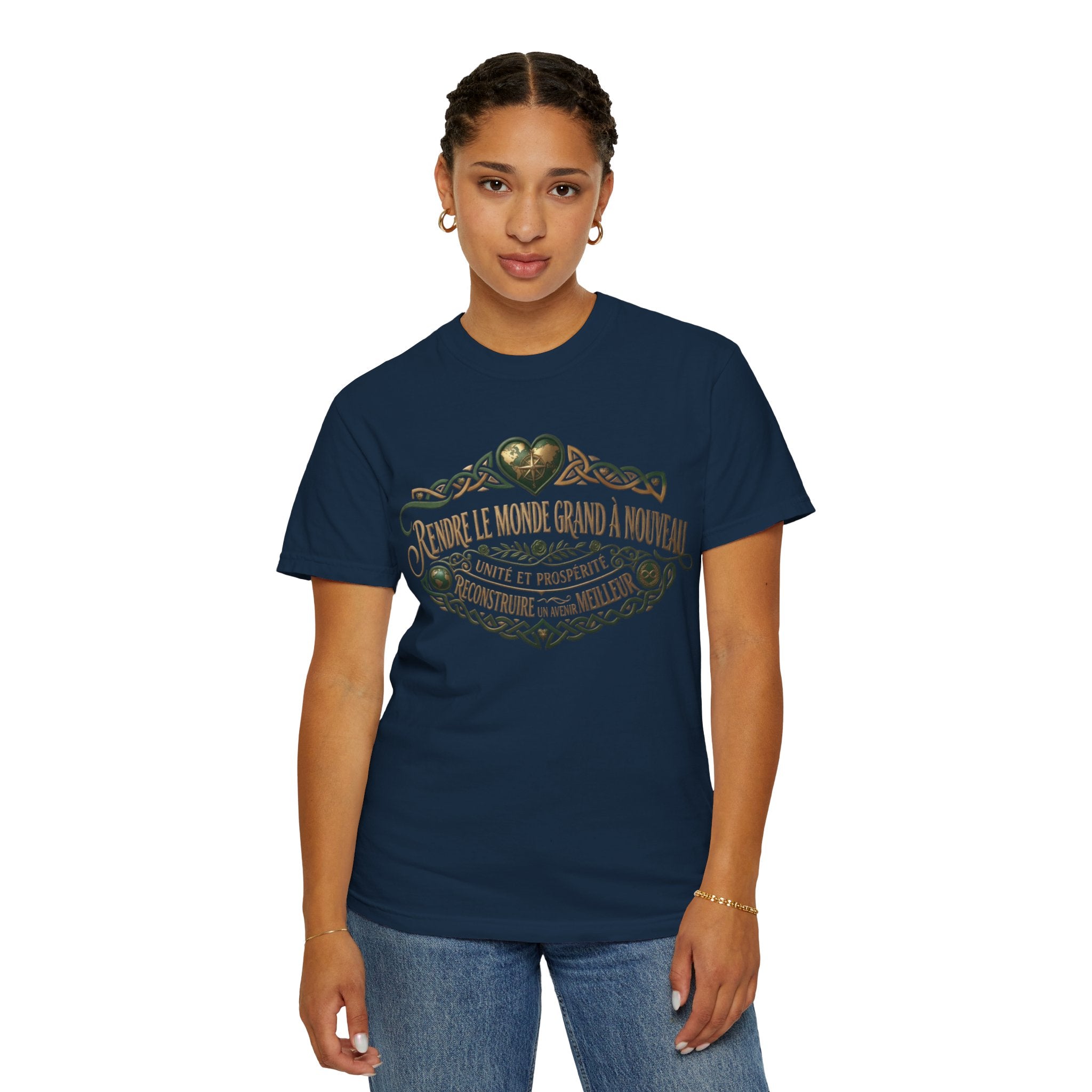 French Blessing T-Shirt — "Rendre le monde grand à nouveau" Vintage Heart Design