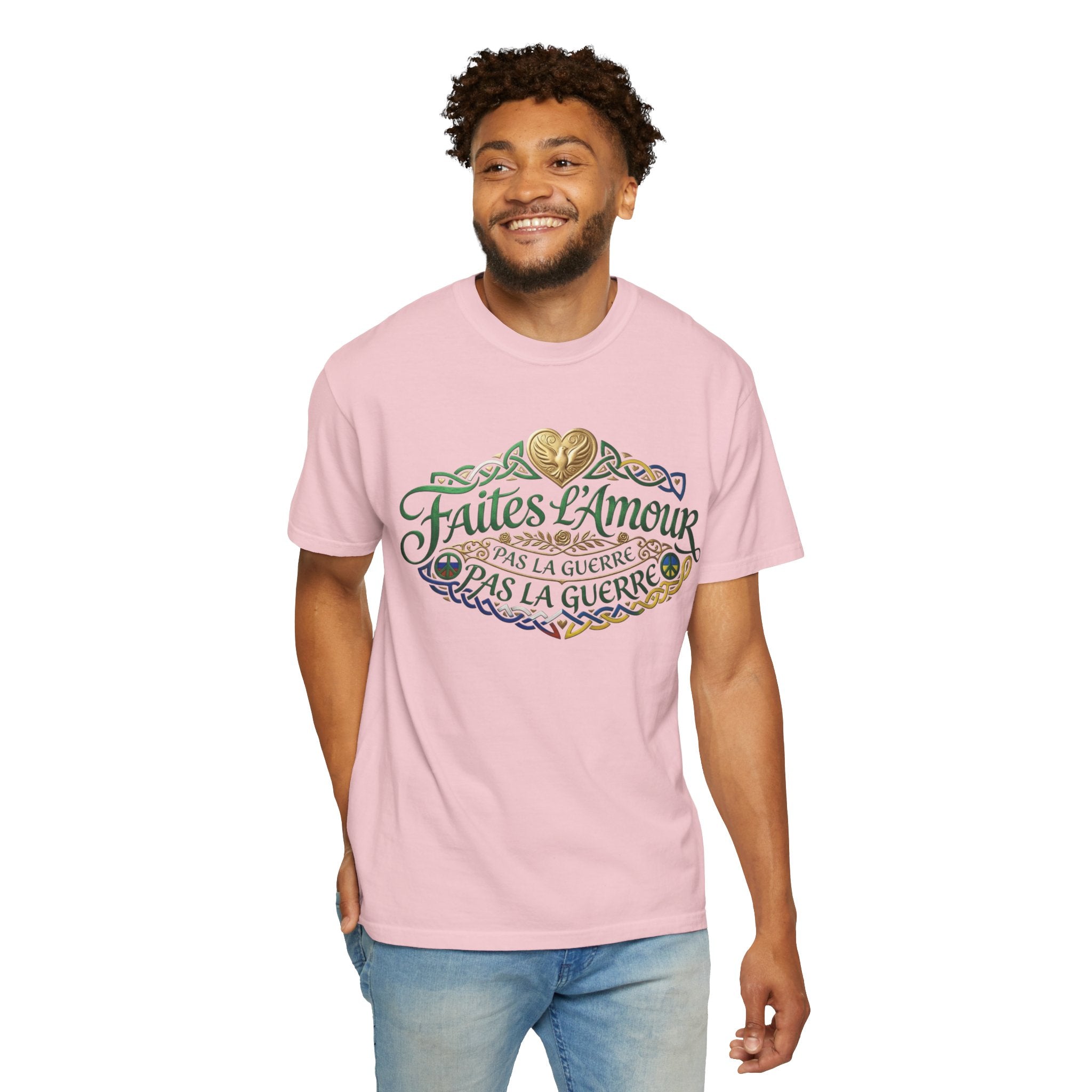 T-Shirt — Faites L'Amour Pas La Guerre Floral Script Graphic Tee