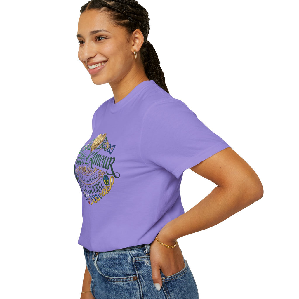 T-Shirt — Faites L'Amour Pas La Guerre Floral Script Graphic Tee