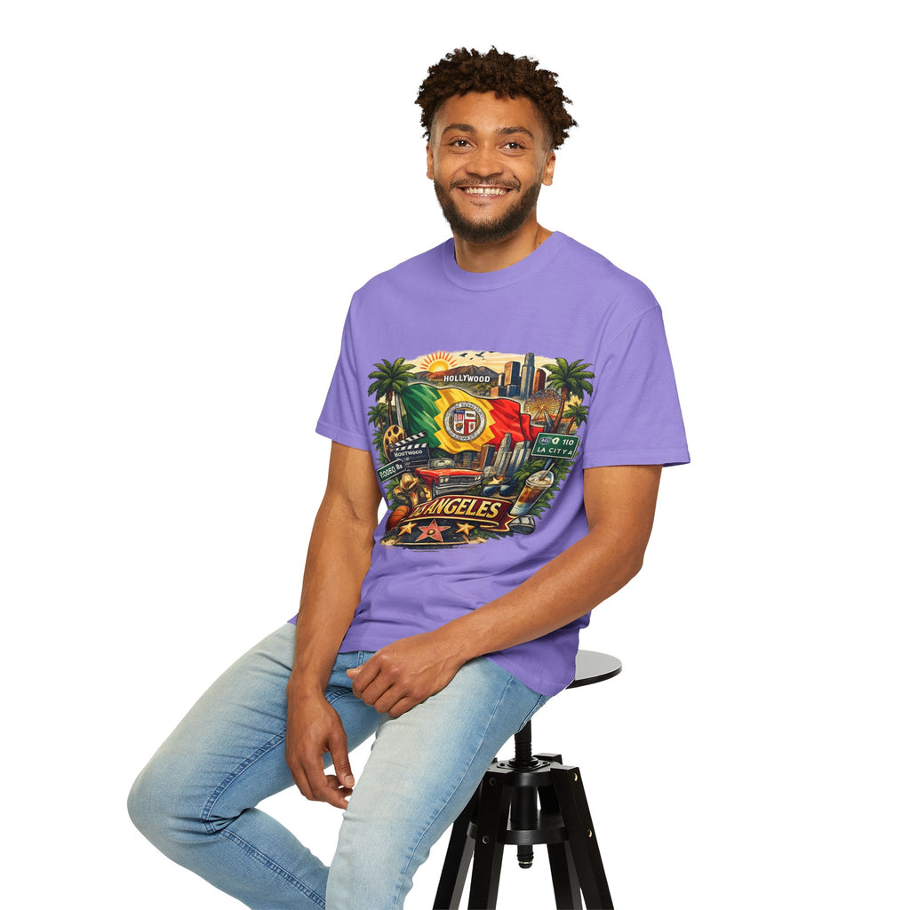Los Angeles Vintage Graphic T-Shirt — LA Cityscape & Palm Trees Design