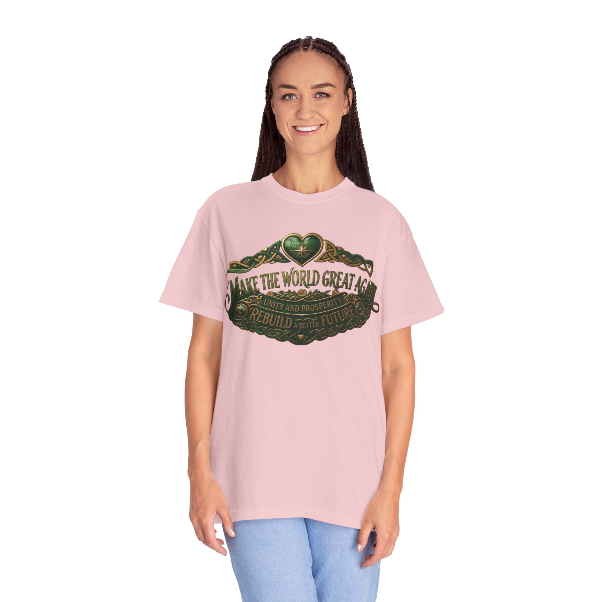 T-Shirt — 'Make the World Great Again' Vintage Green Crest Tee